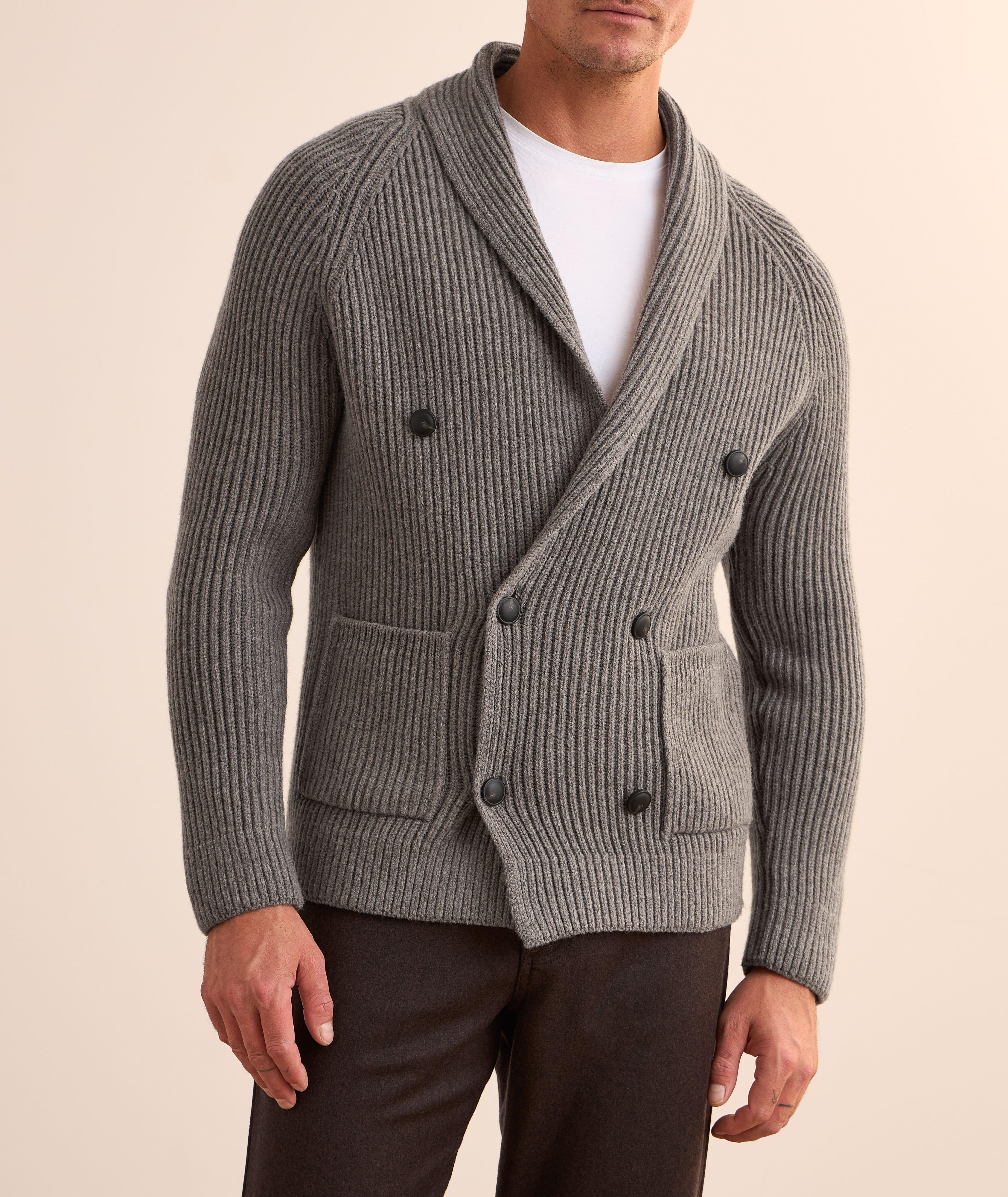 Double-Breasted Wool Shawl Cardigan  image 1