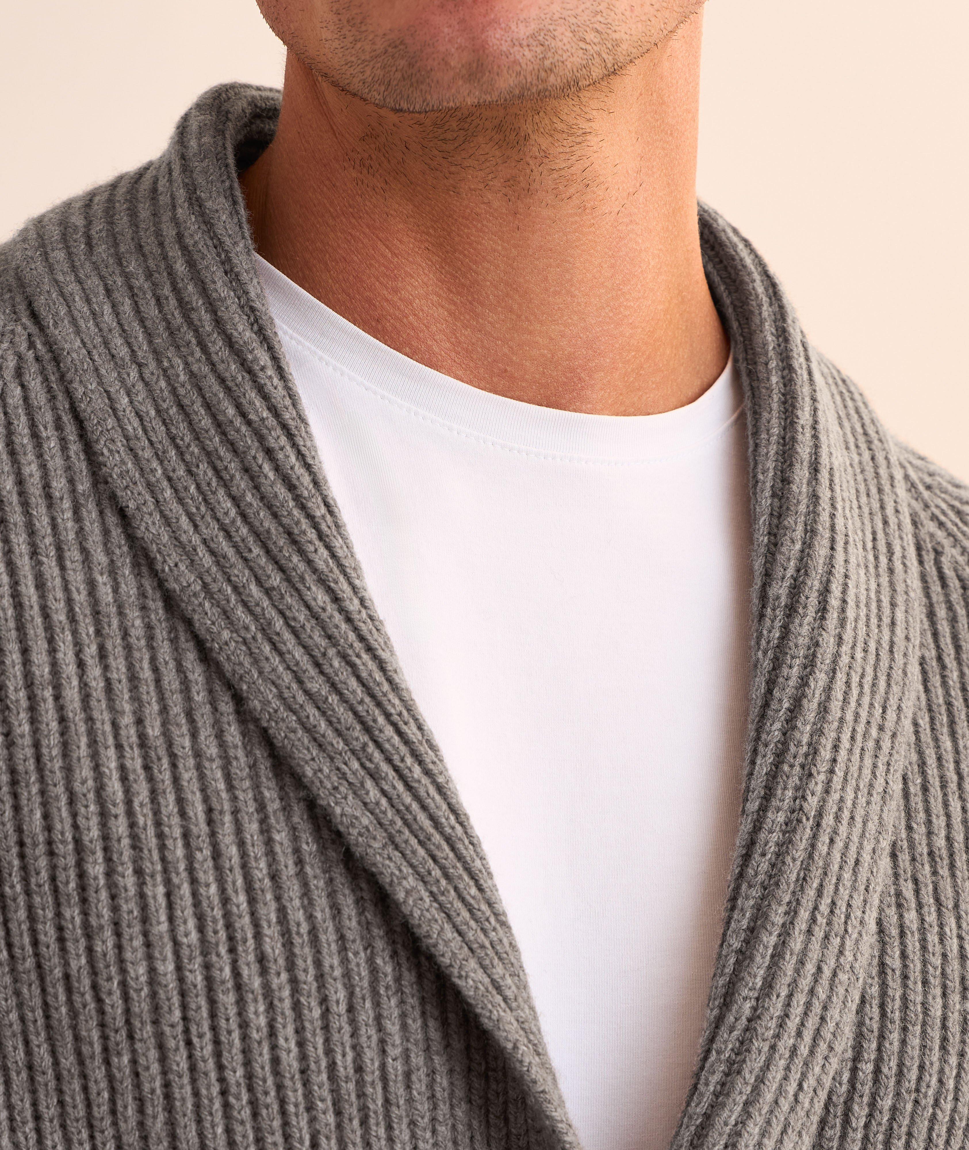 Double-Breasted Wool Shawl Cardigan  image 3