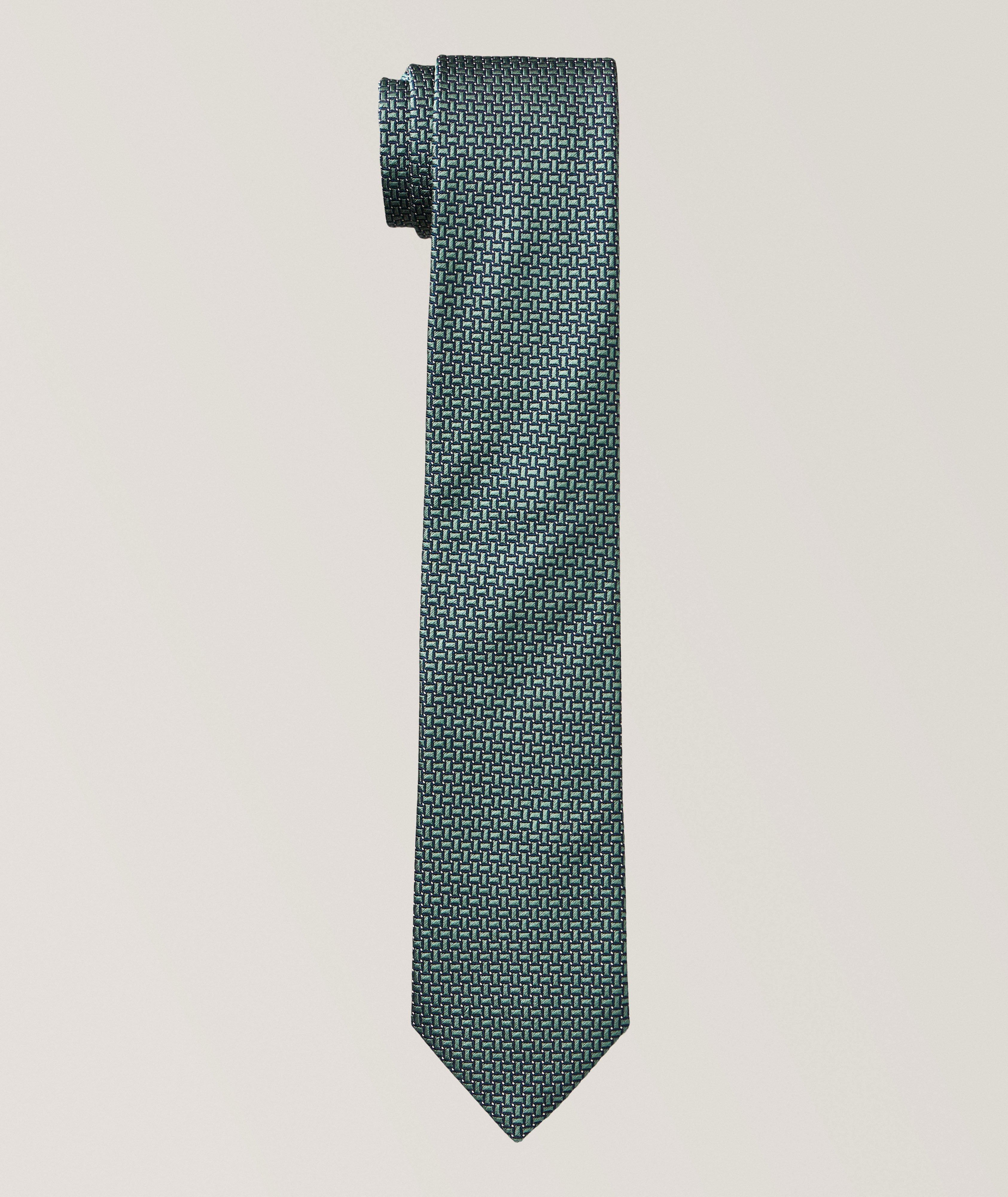 Geometric Neat Silk-Cotton Tie image 0