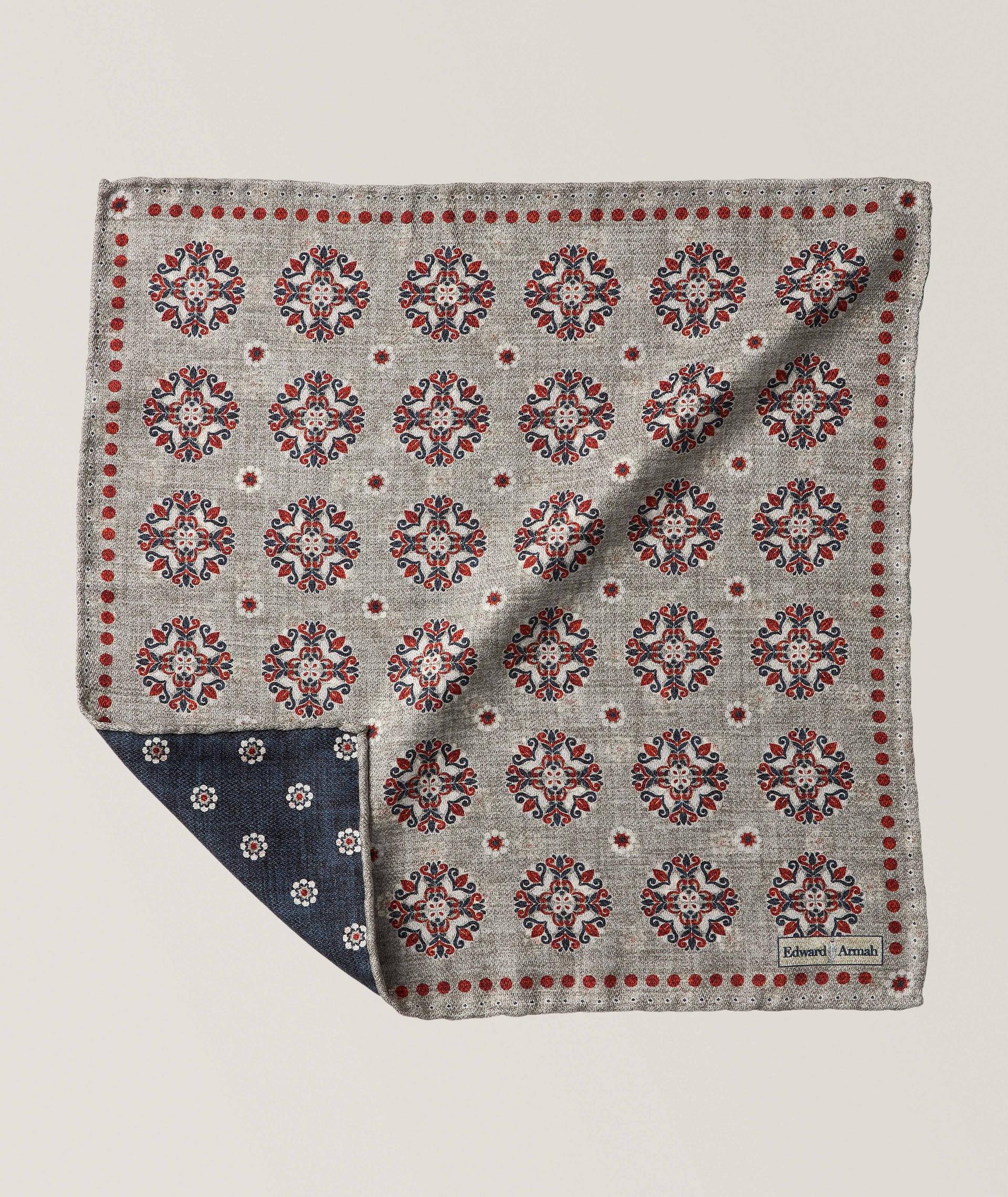 Reversible Medallion Silk Pocket Square  image 0