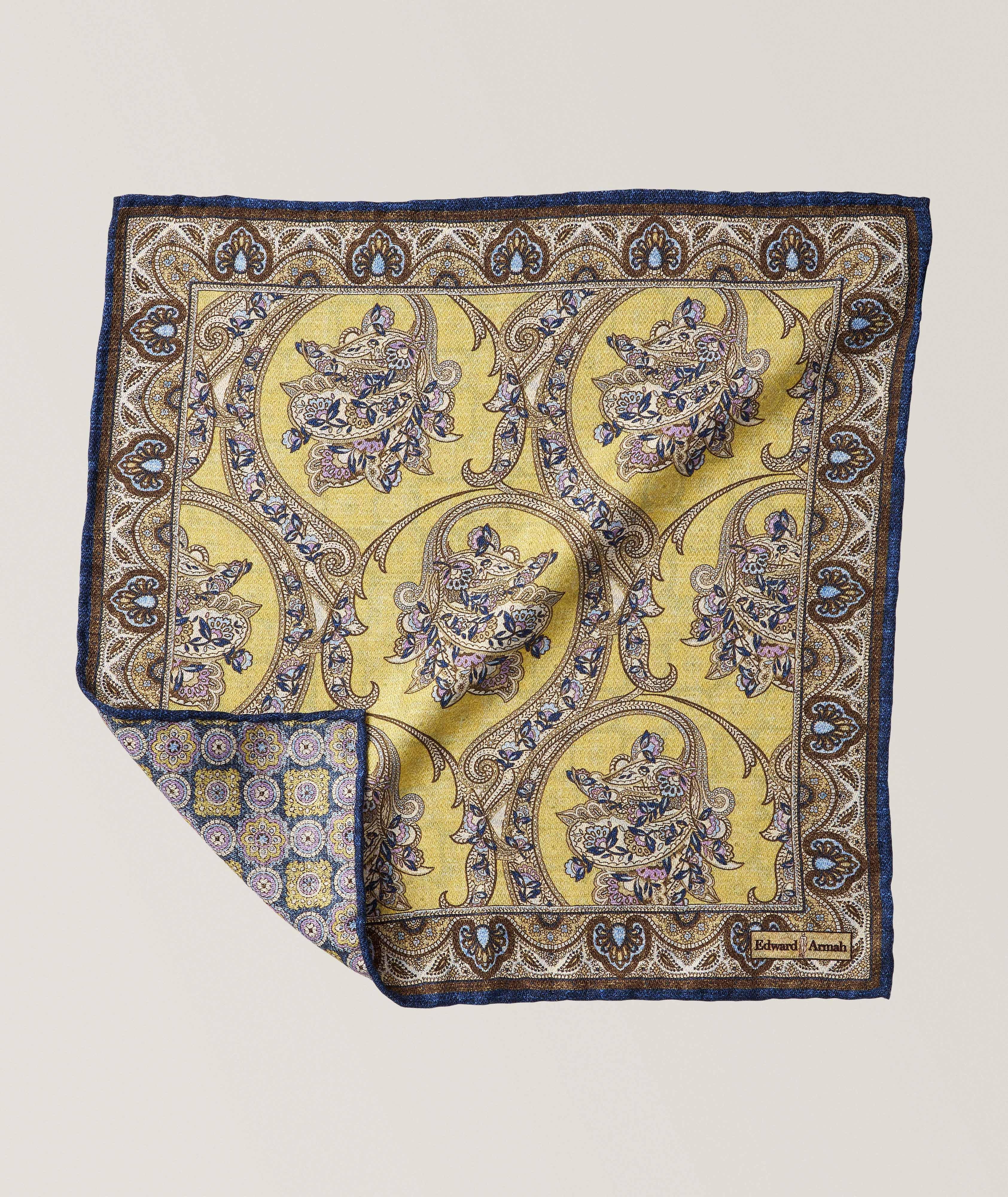 Floral-Medallion Silk Pocket Square  image 0