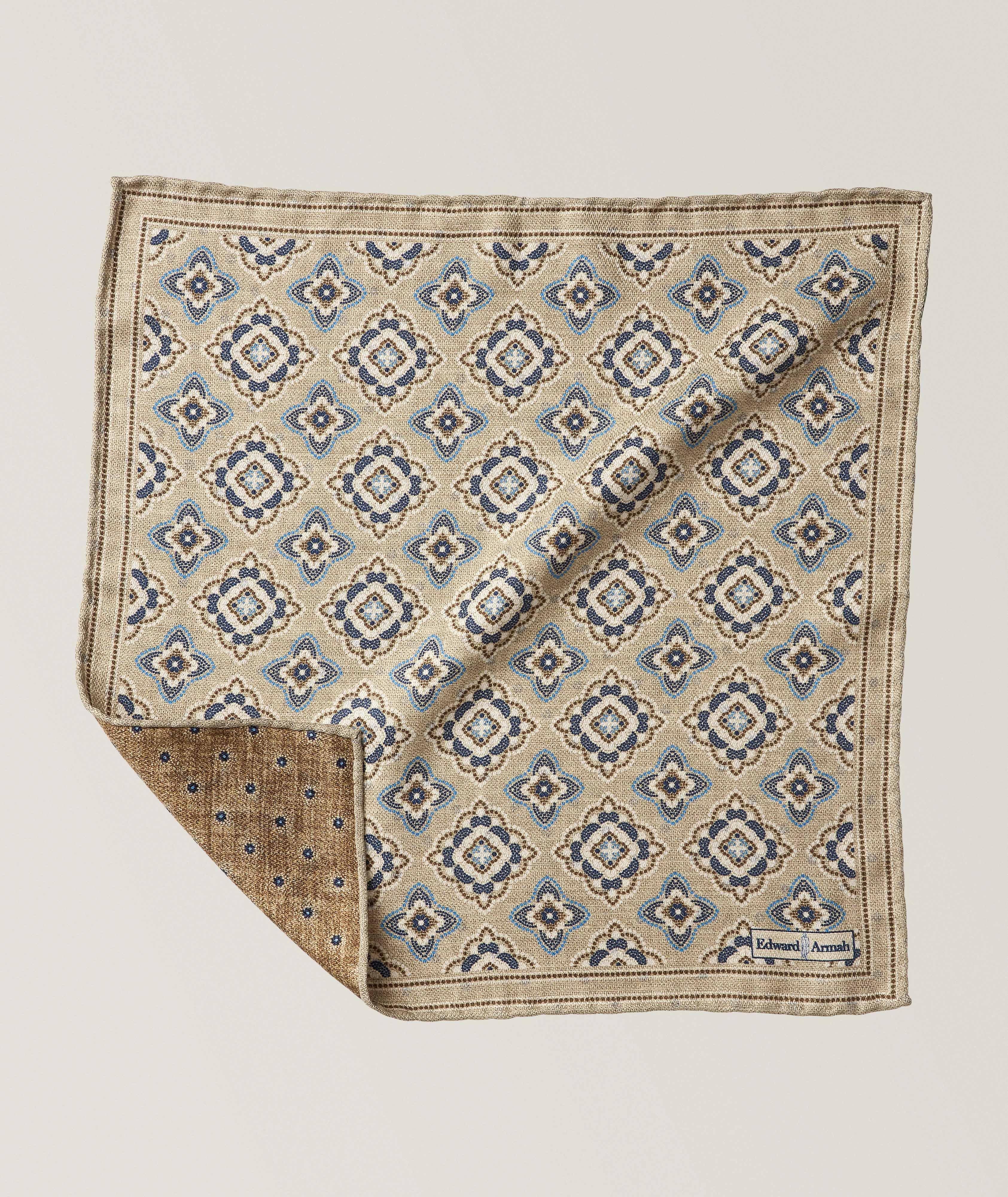 Pochette de costume en soie à motif médaillon et pois image 0