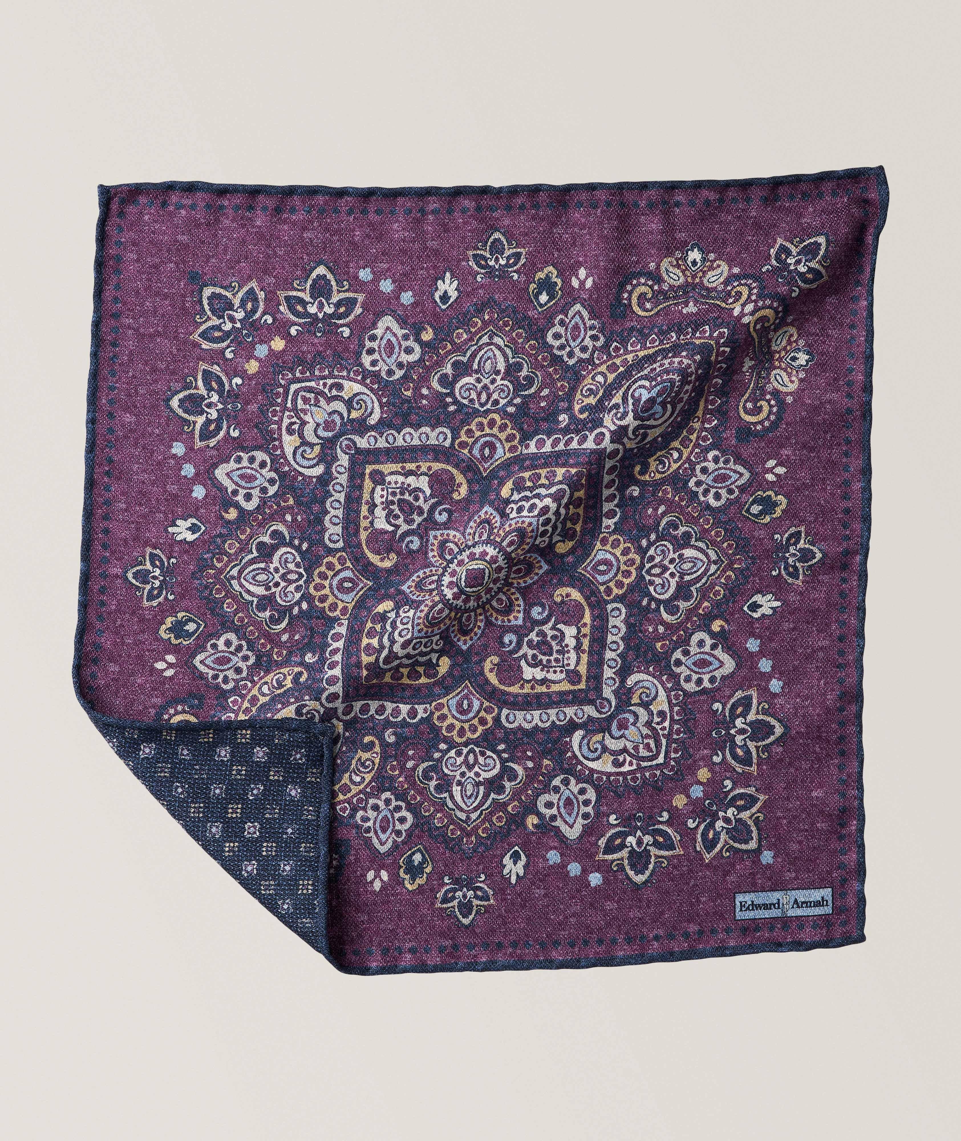 Pochette de costume en soie réversible à motif médaillon image 0