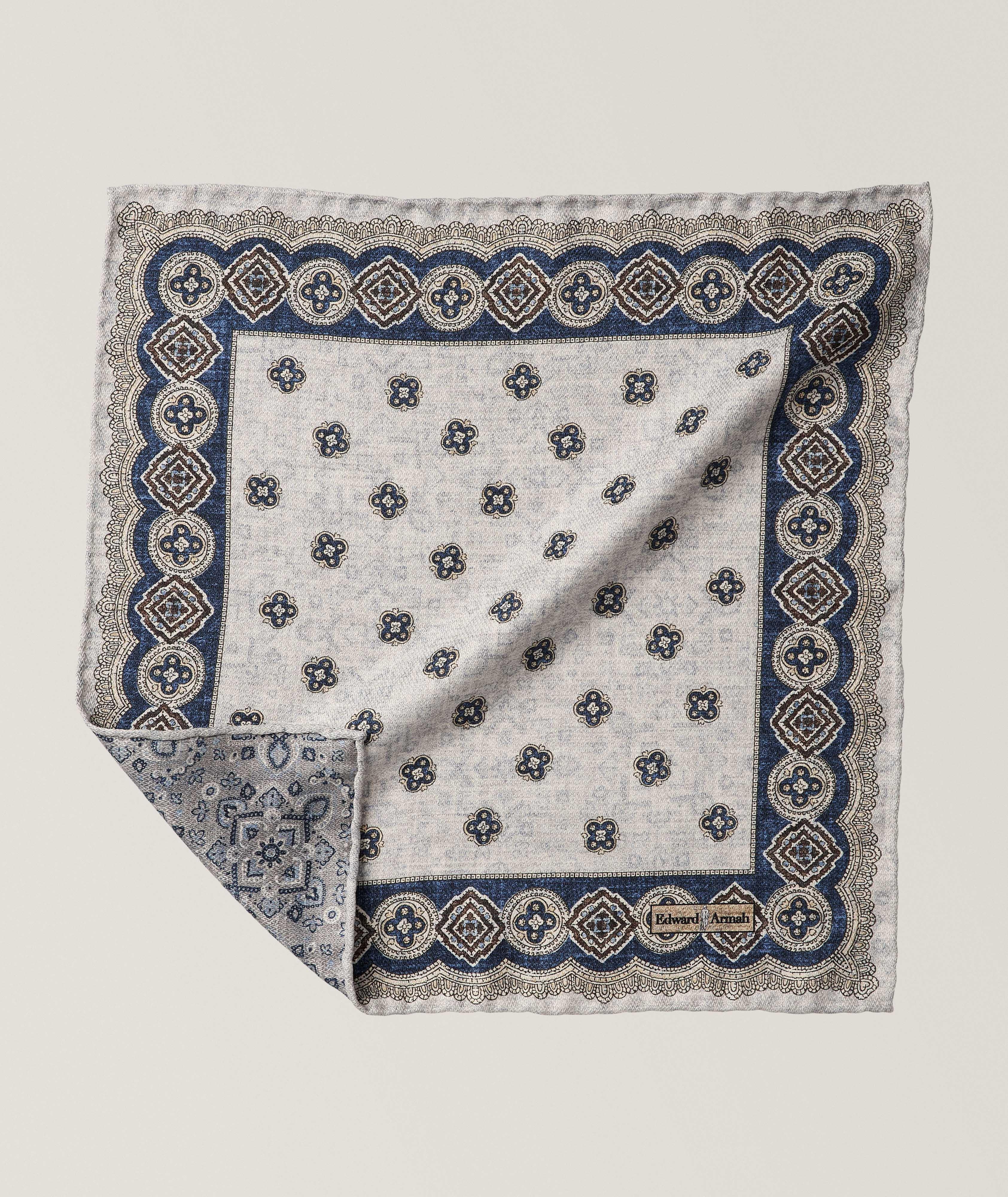 Border Medallion Silk Pocket Square  image 0