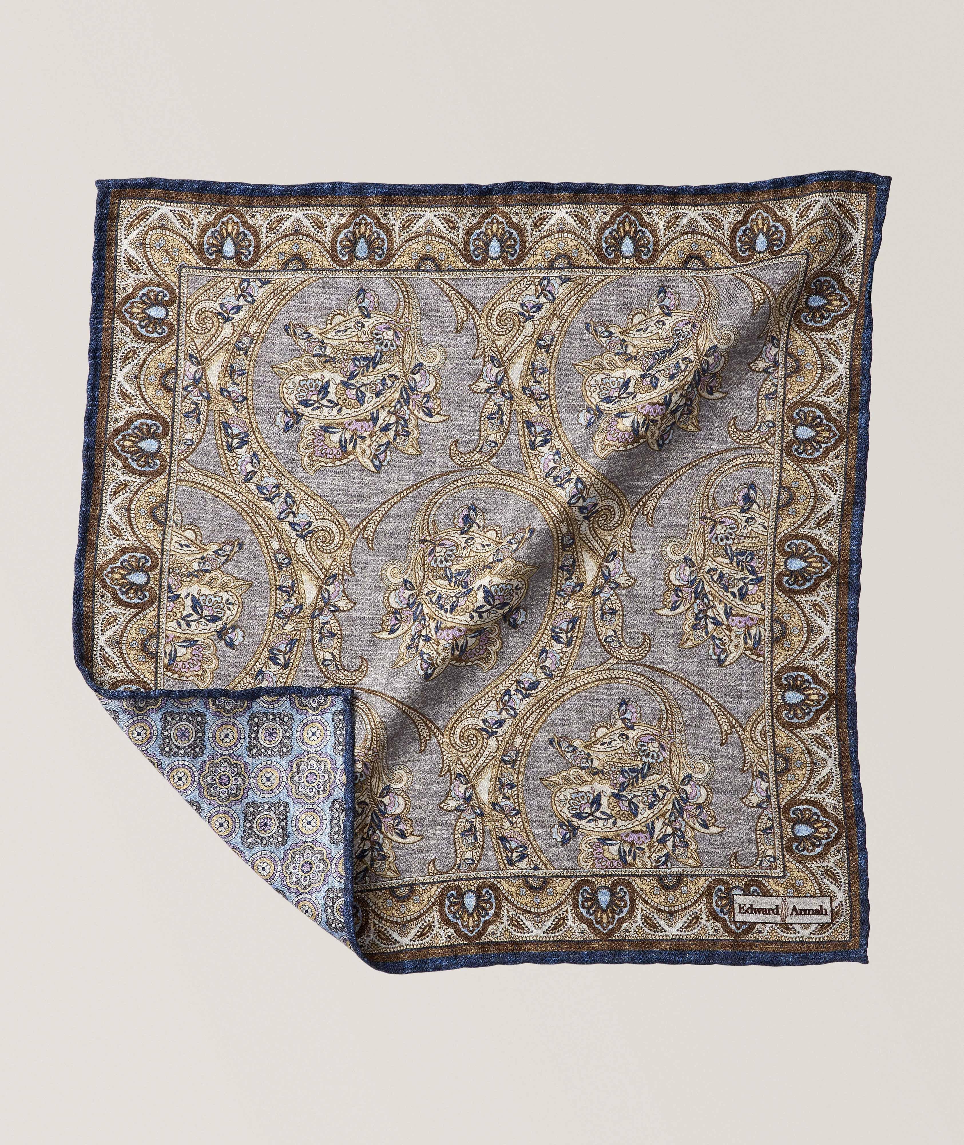 Floral-Medallion Silk Pocket Square  image 0