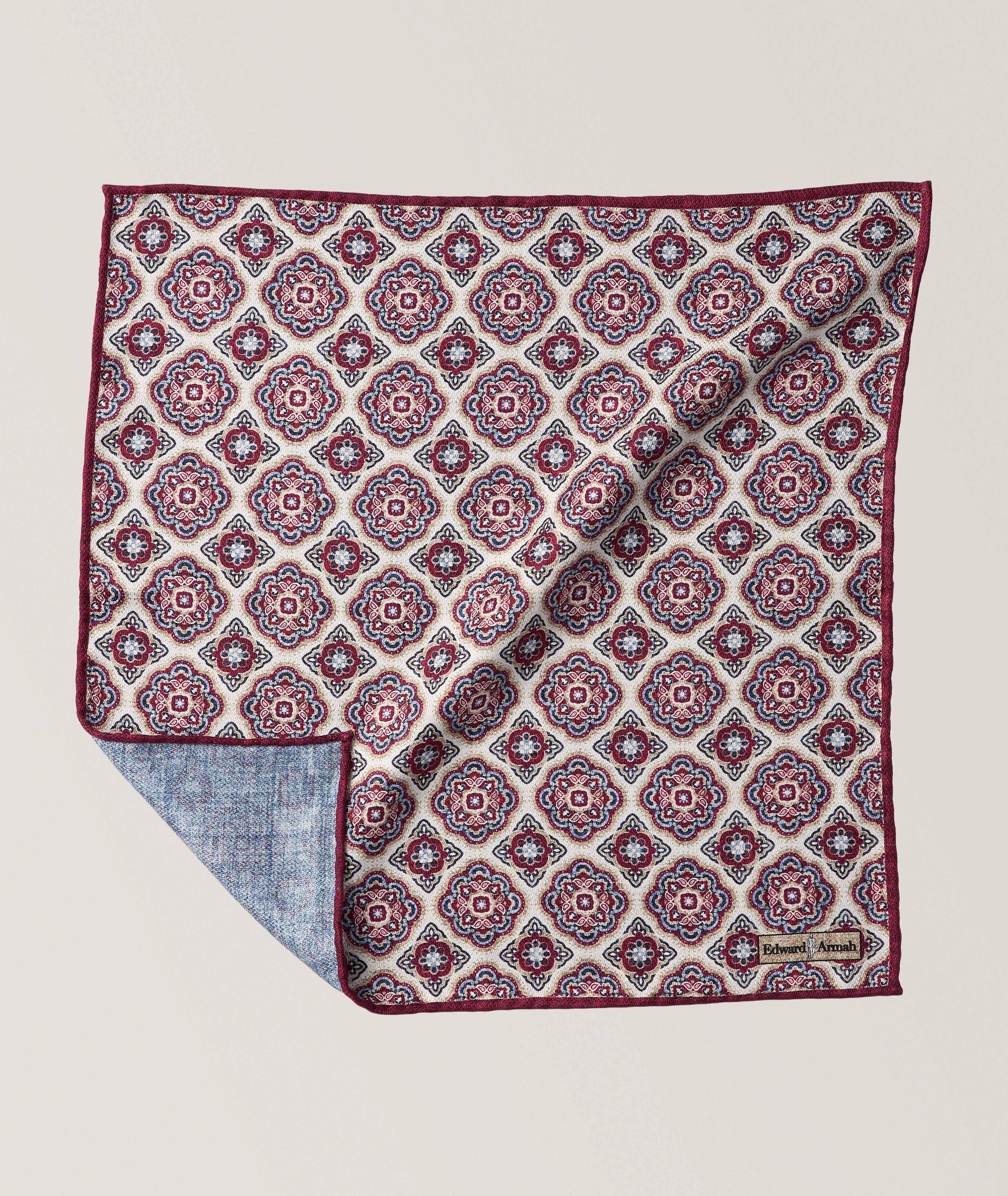 Medallion Print Silk Pocket Square  image 0