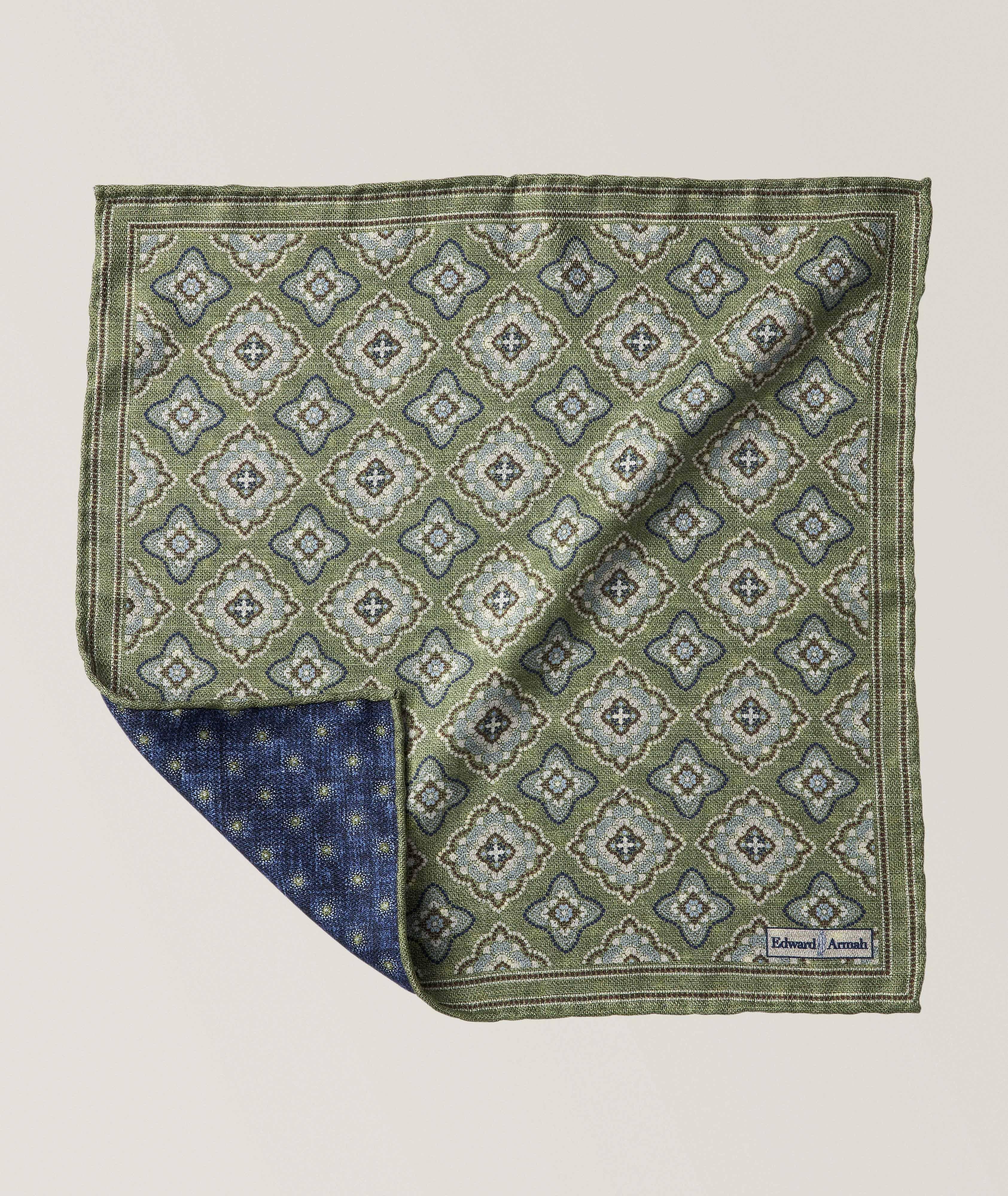 Pochette de costume en soie à motif médaillon et pois image 0