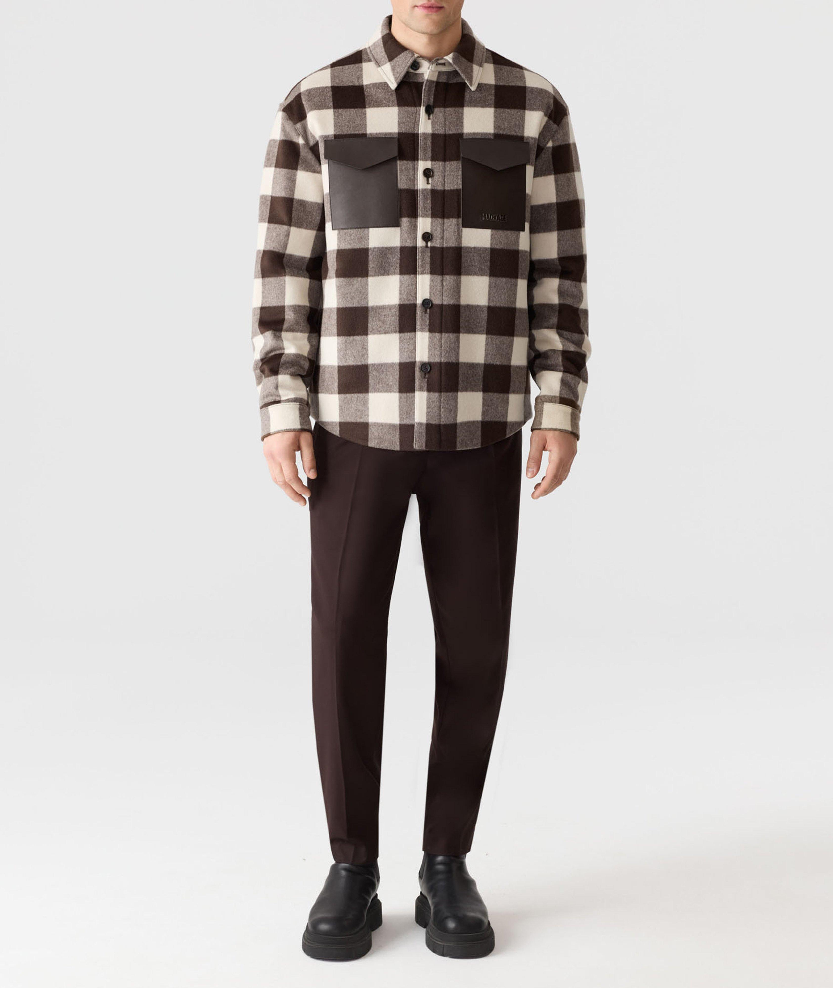Ryker Plaid Wool Leather-Pocket Overshirt  image 1