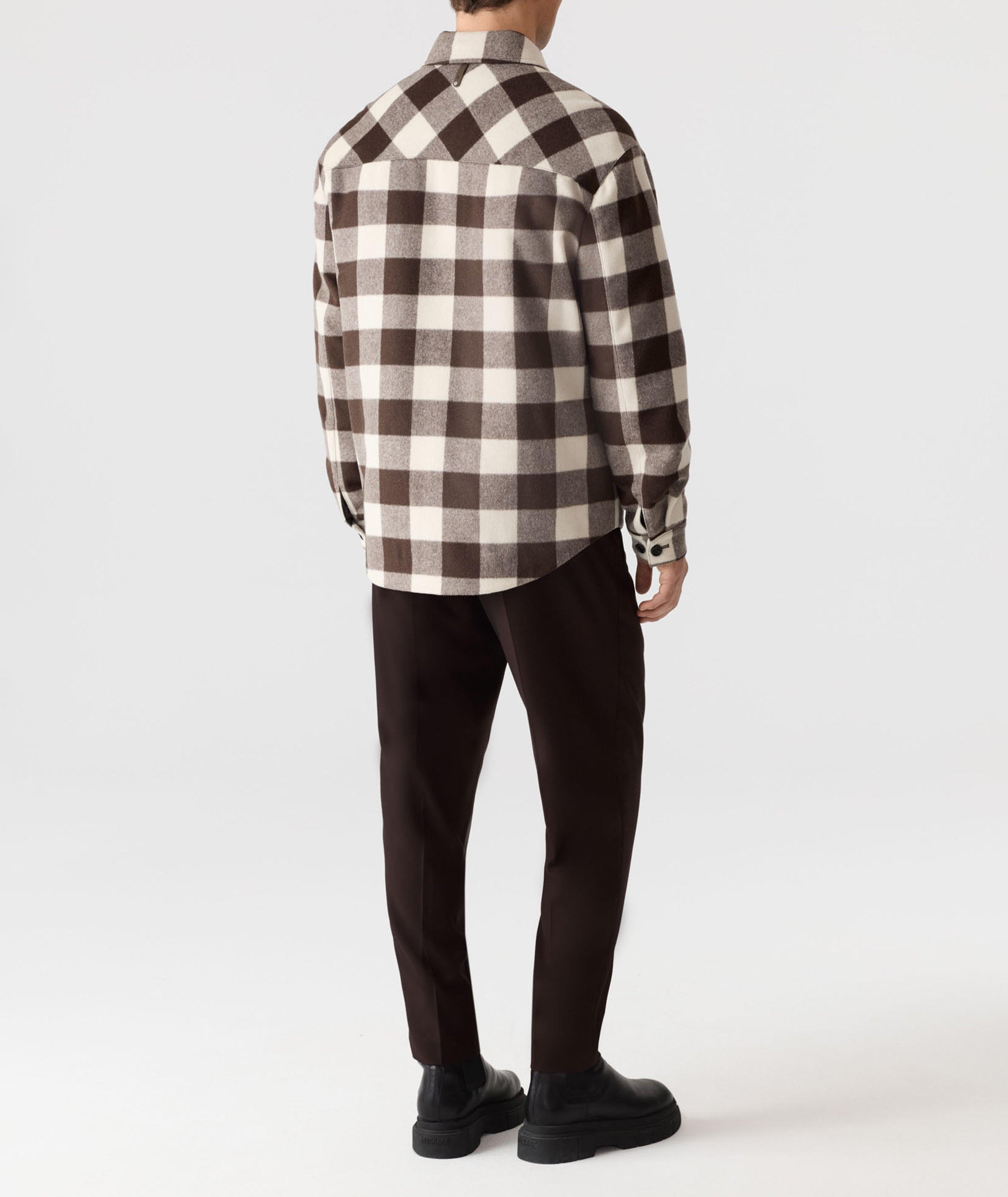 Ryker Plaid Wool Leather-Pocket Overshirt  image 2