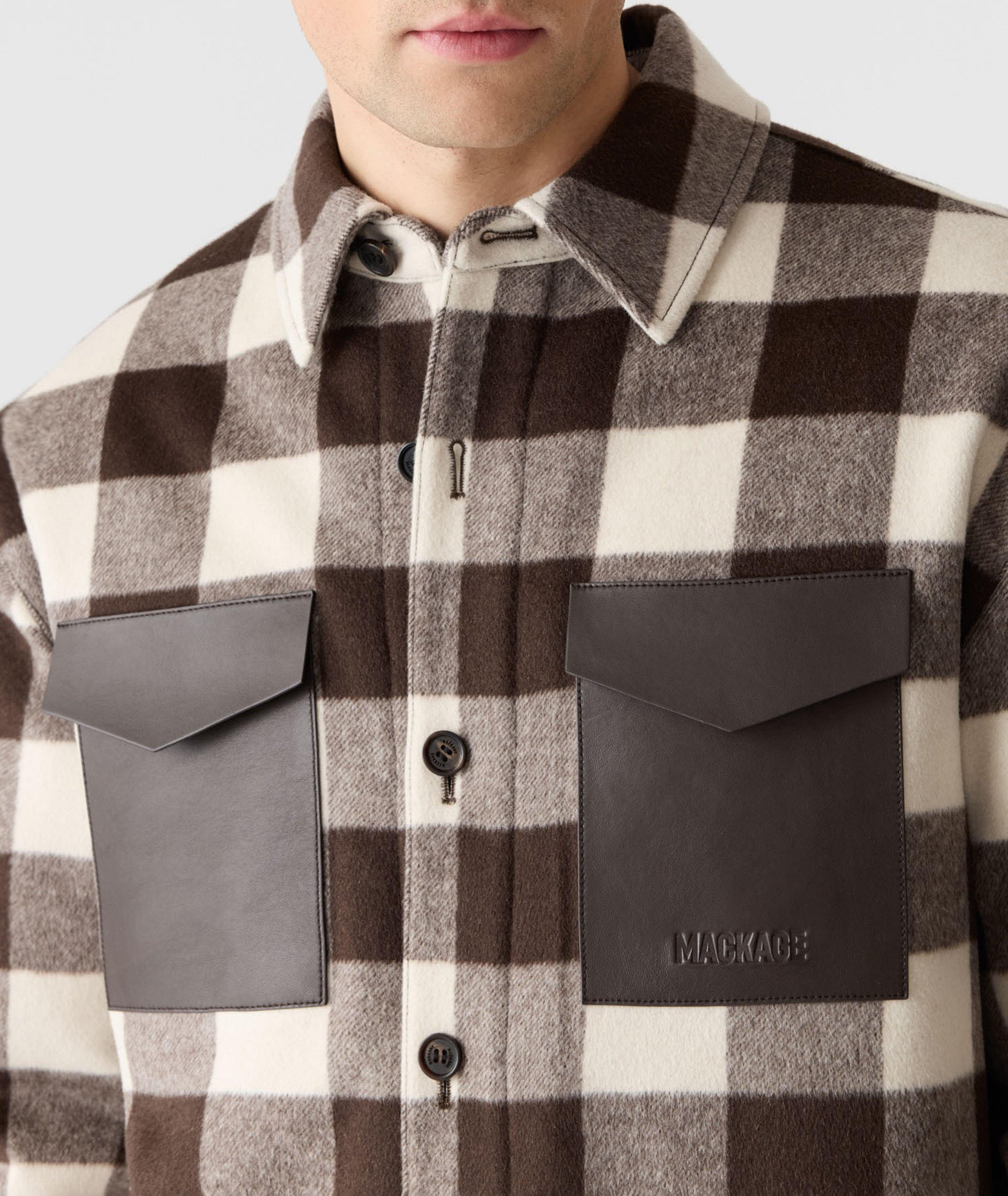 Ryker Plaid Wool Leather-Pocket Overshirt  image 3