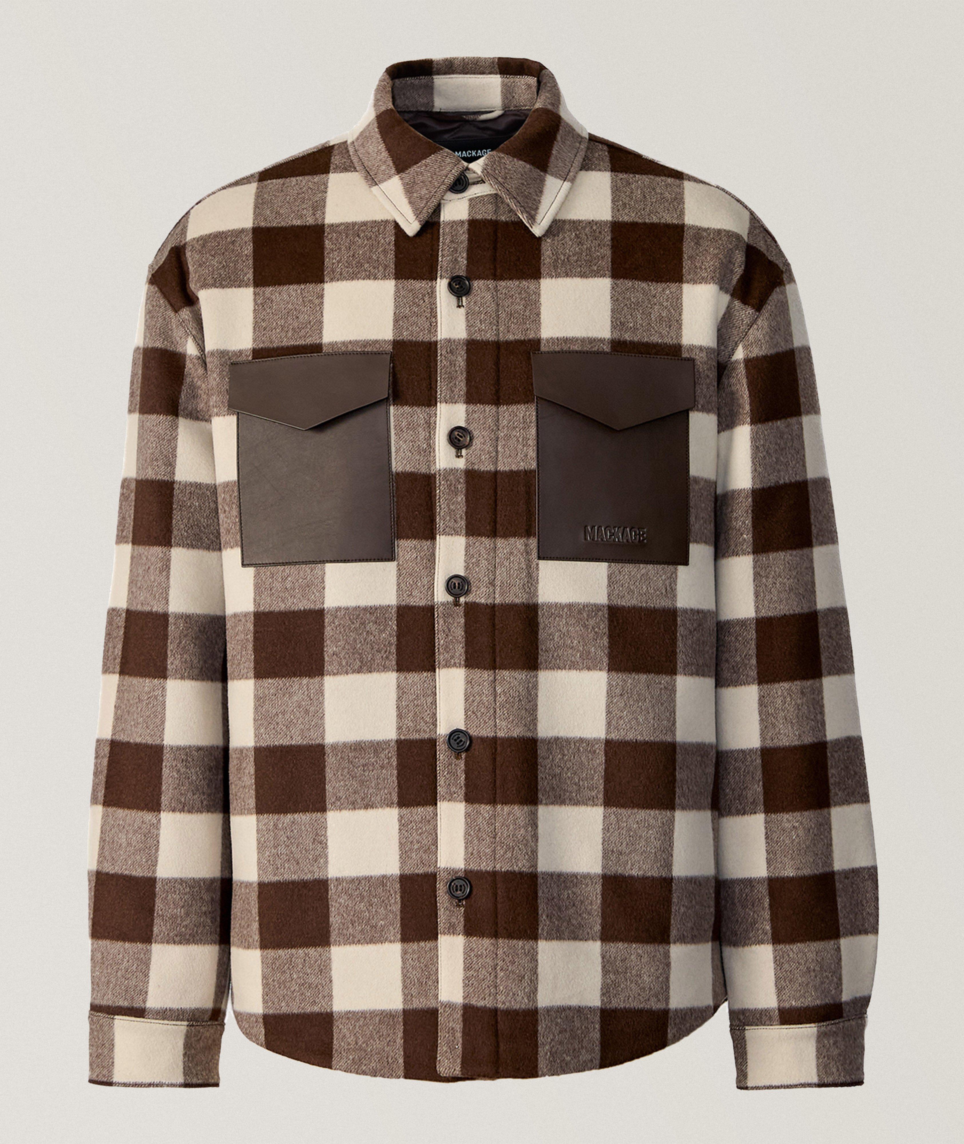 Ryker Plaid Wool Leather-Pocket Overshirt  image 0