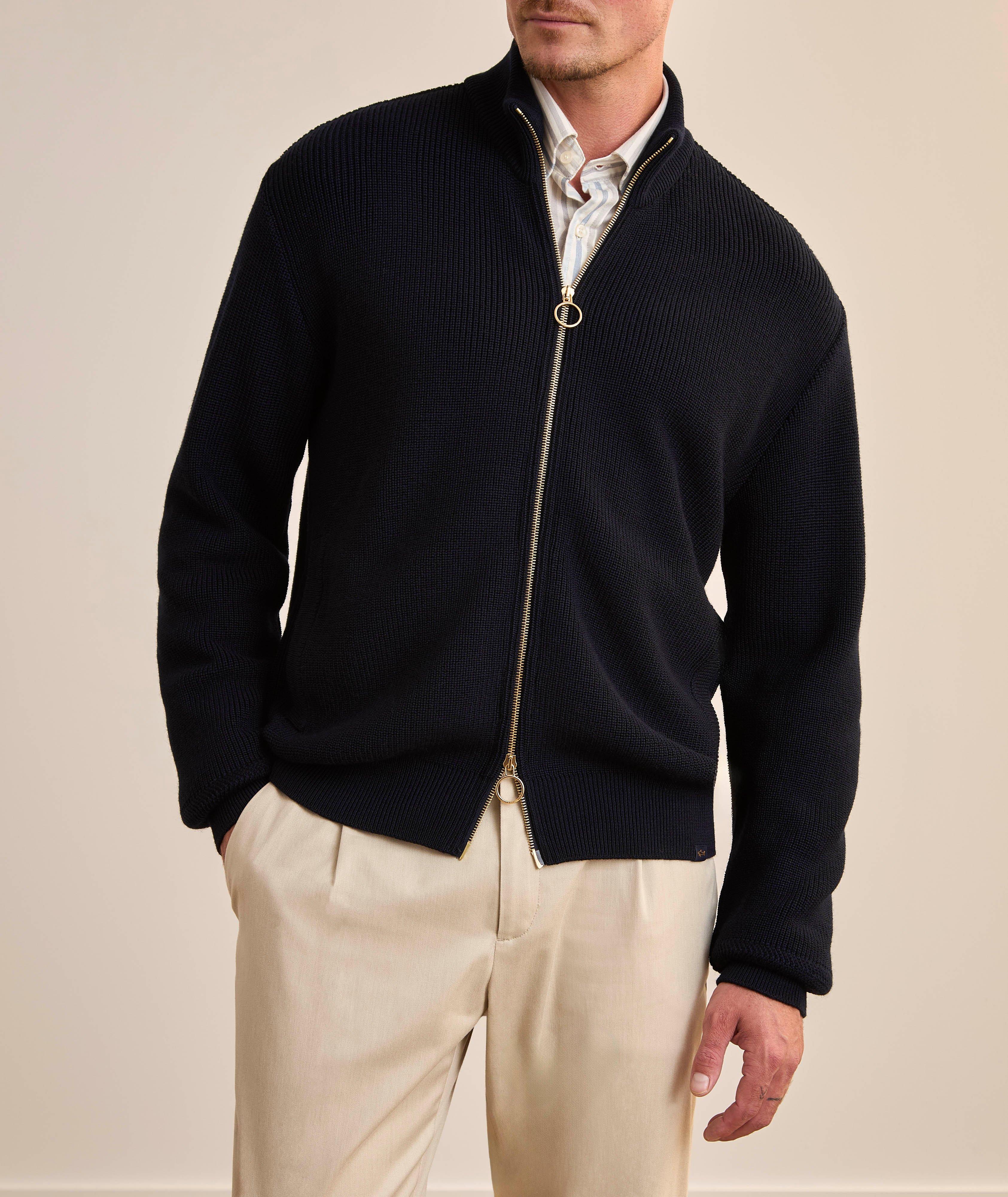 Virgin Wool-Blend Full-Zip Cardigan  image 1