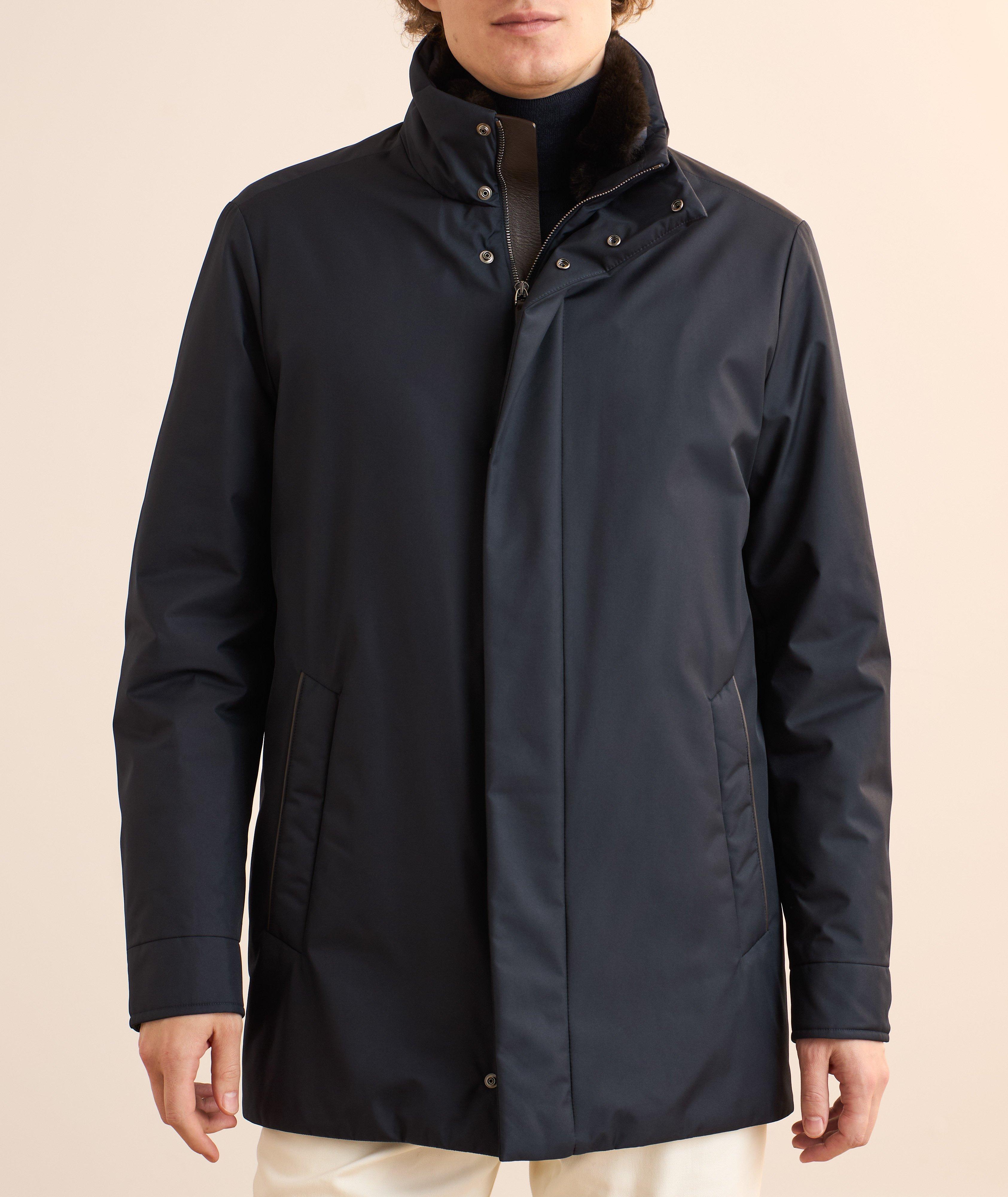 Manteau court hydrofuge col amovible fausse fourrure image 1