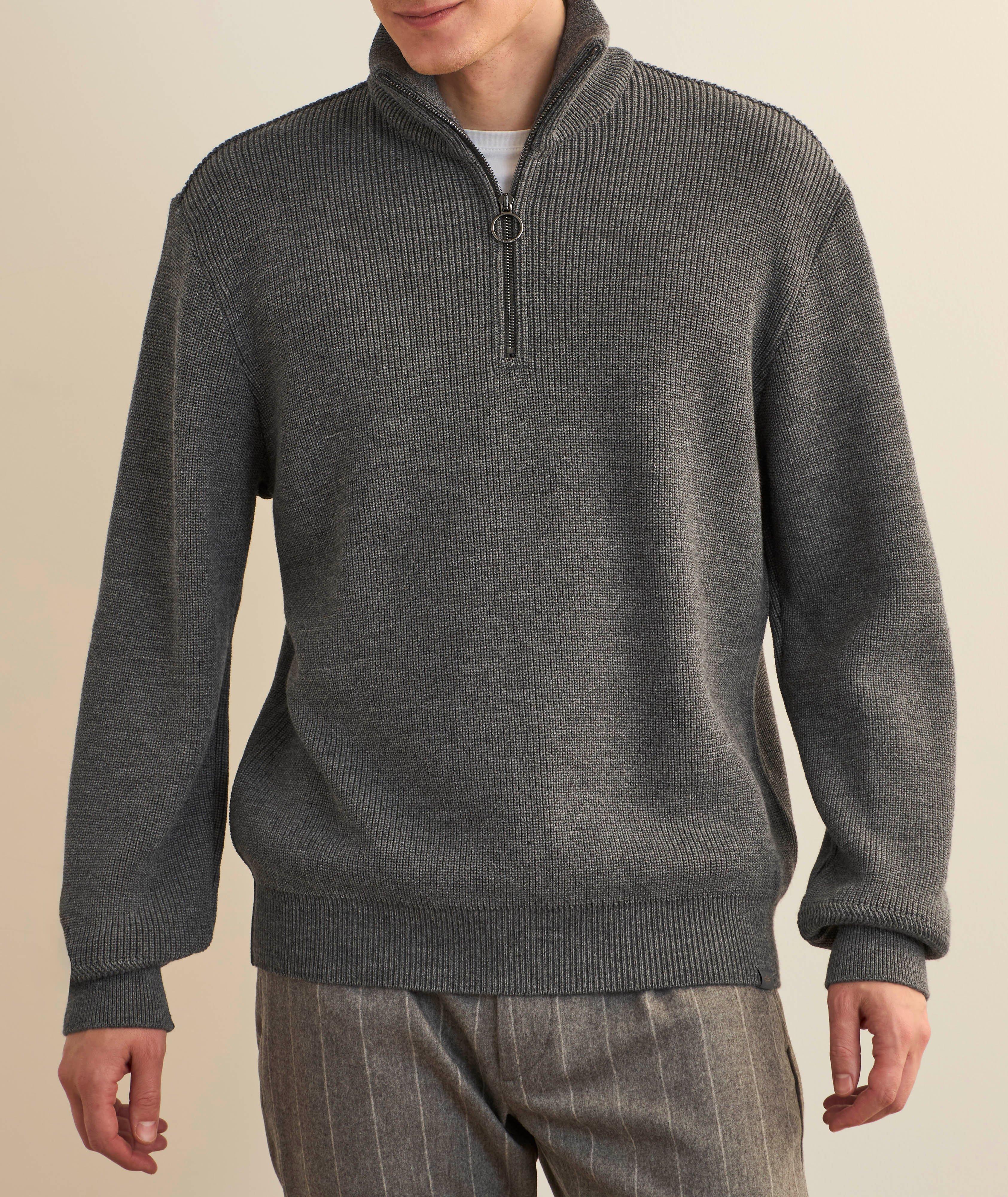 Virgin Wool-Blend Quarter-Zip Sweater image 1
