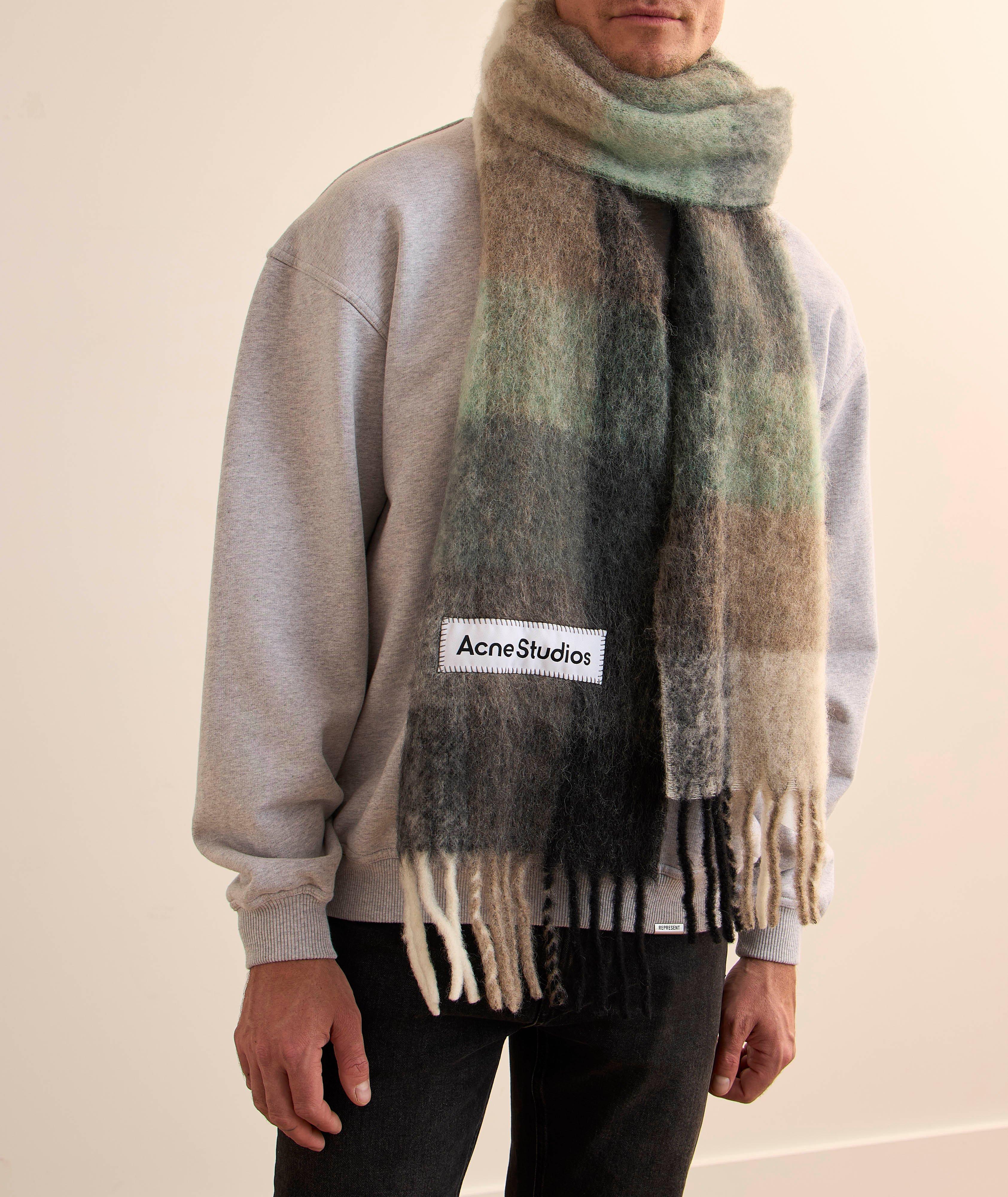 Check Fringed Alpaca-Blend Scarf image 1