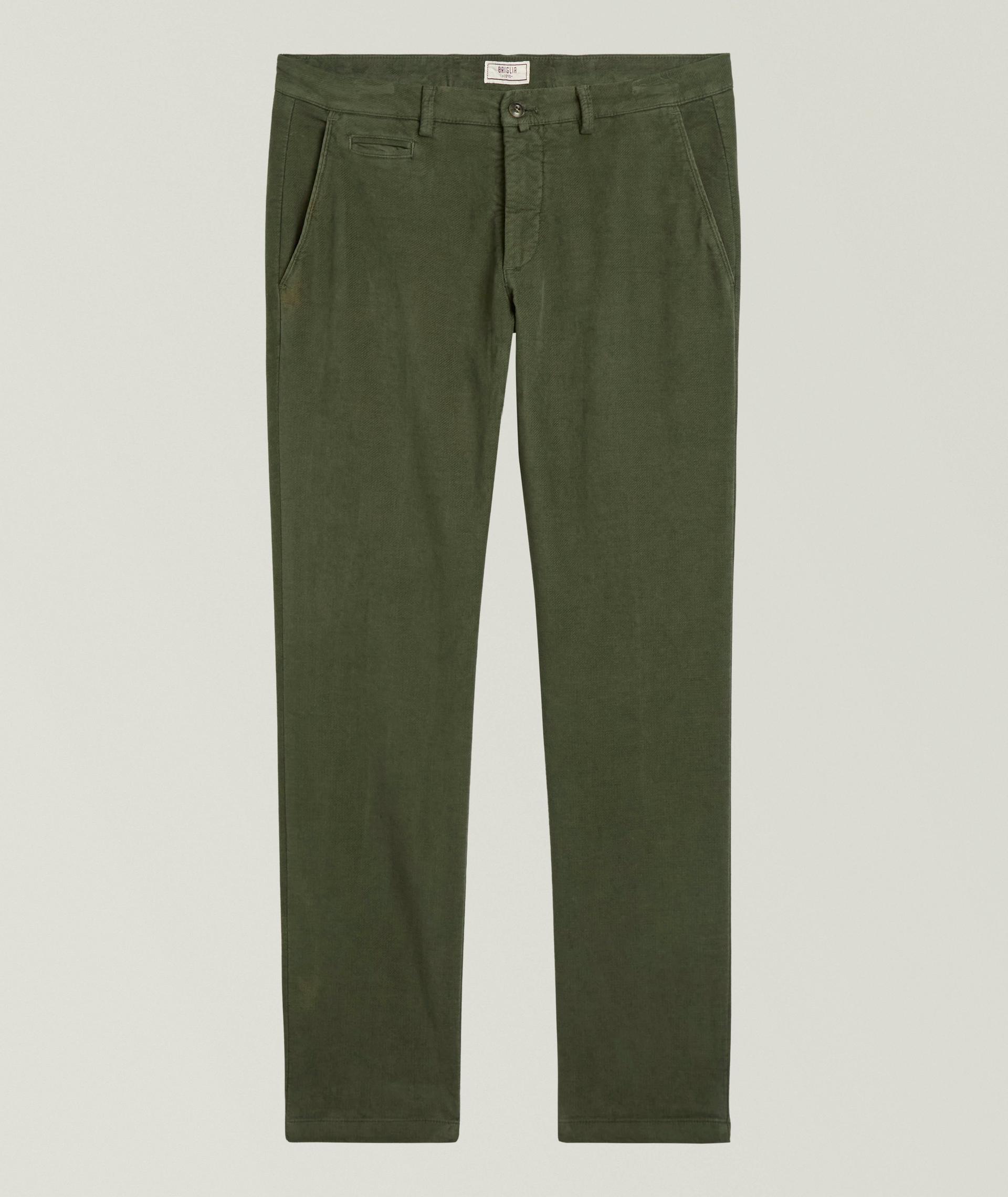 Pantalon slim en coton brossé extensible image 0