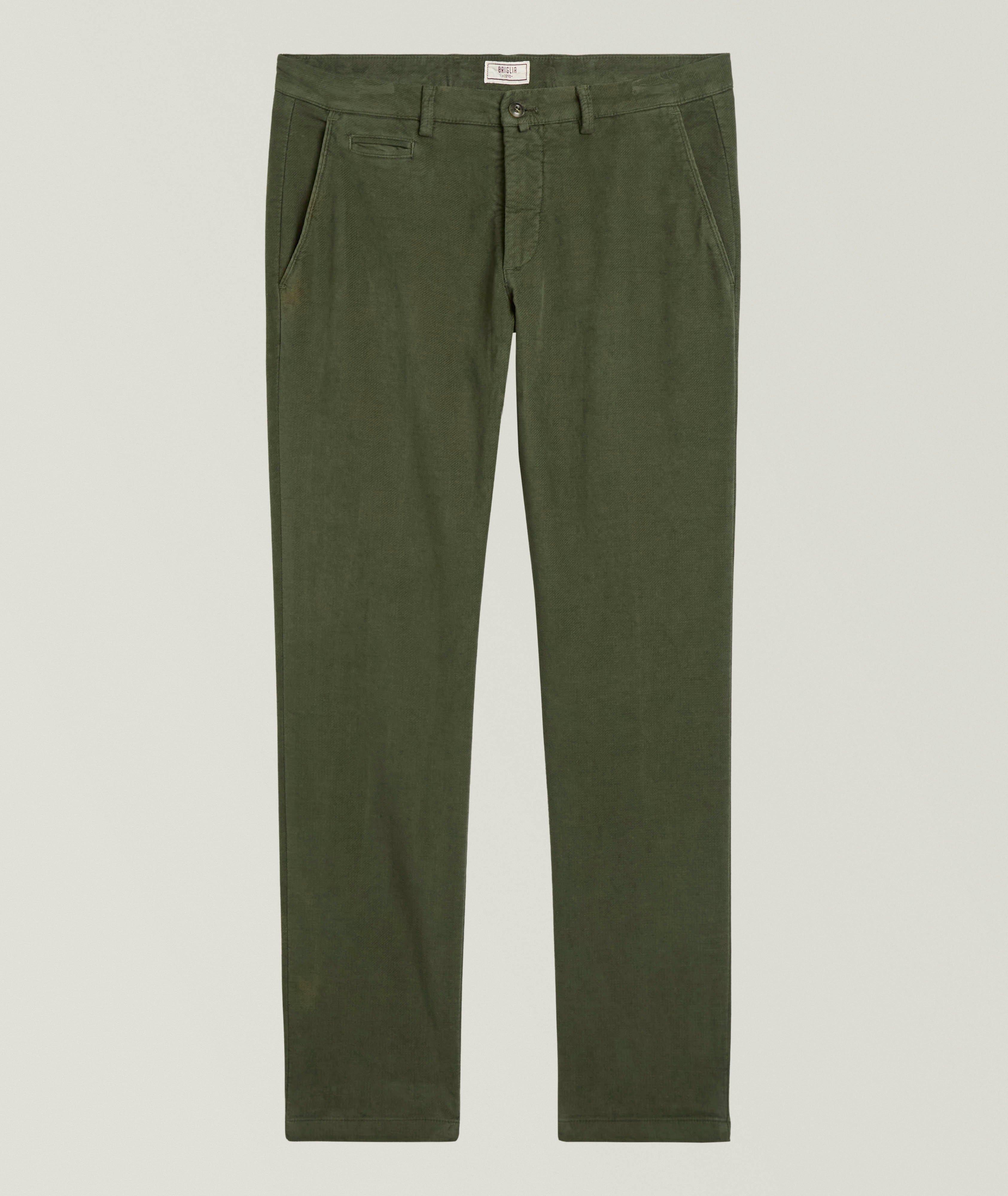 Pantalon slim en coton brossé extensible image 0