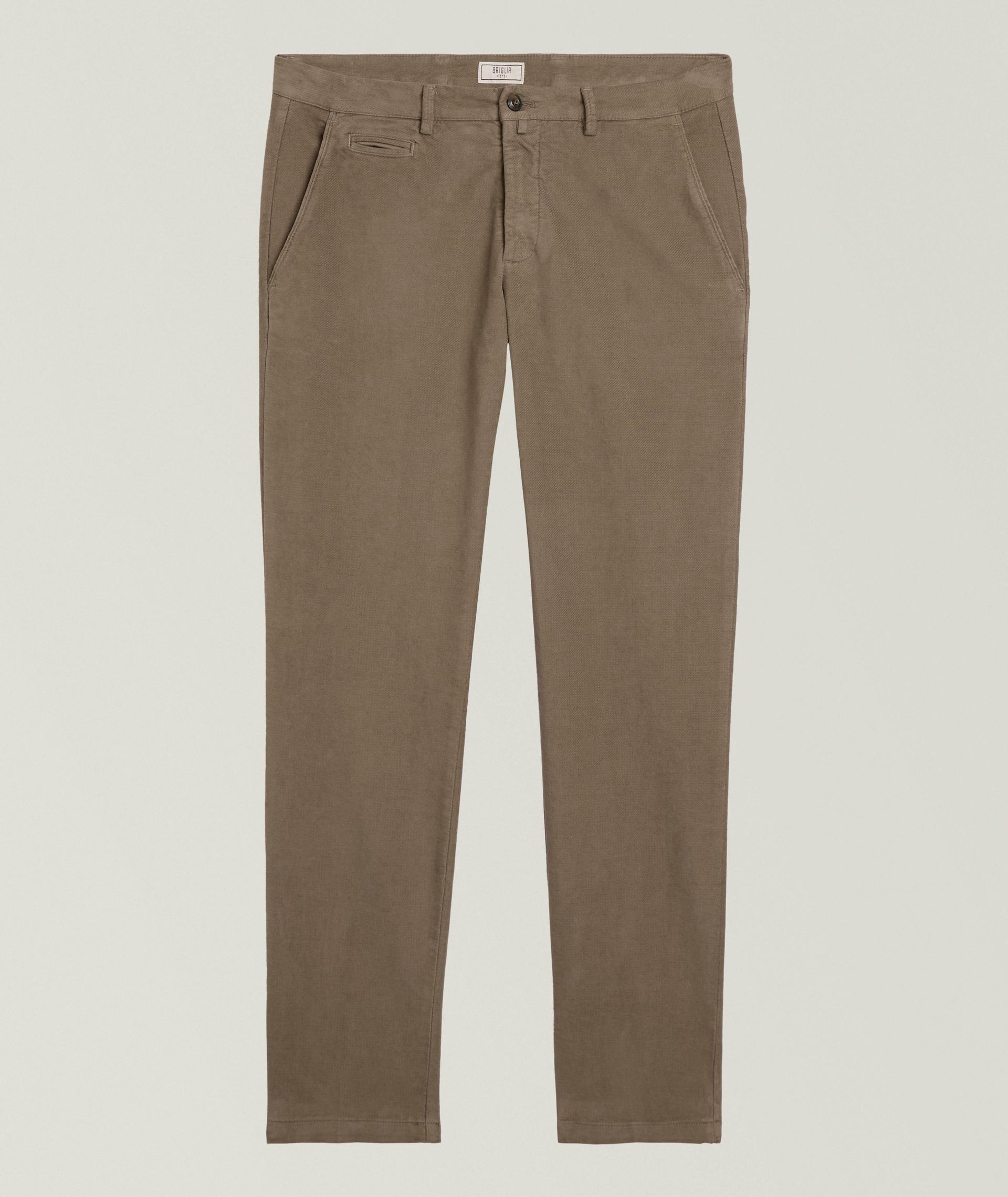 Slim-Fit Stretch Brushed Cotton Pants image 0