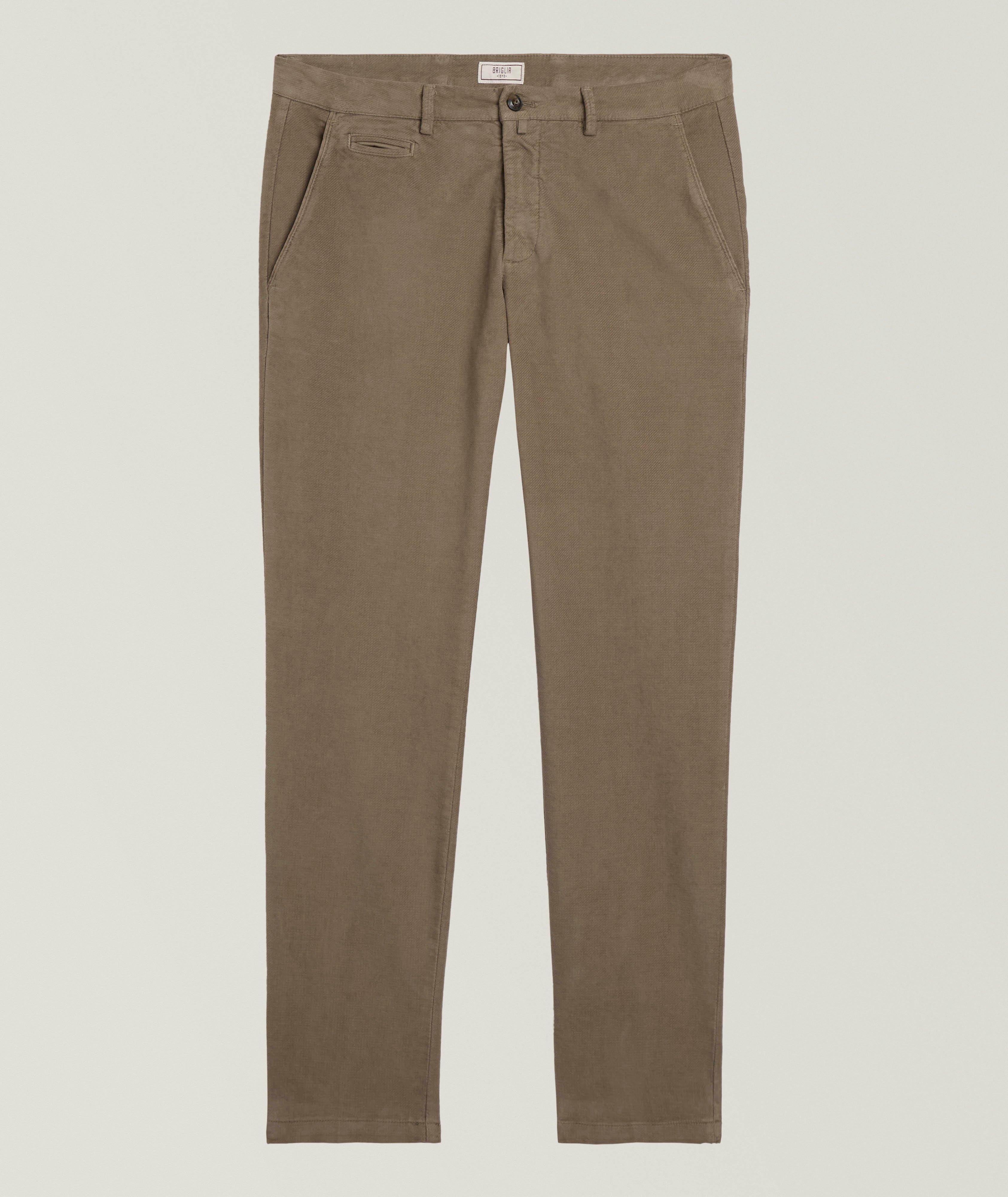 Slim-Fit Stretch Brushed Cotton Pants image 0
