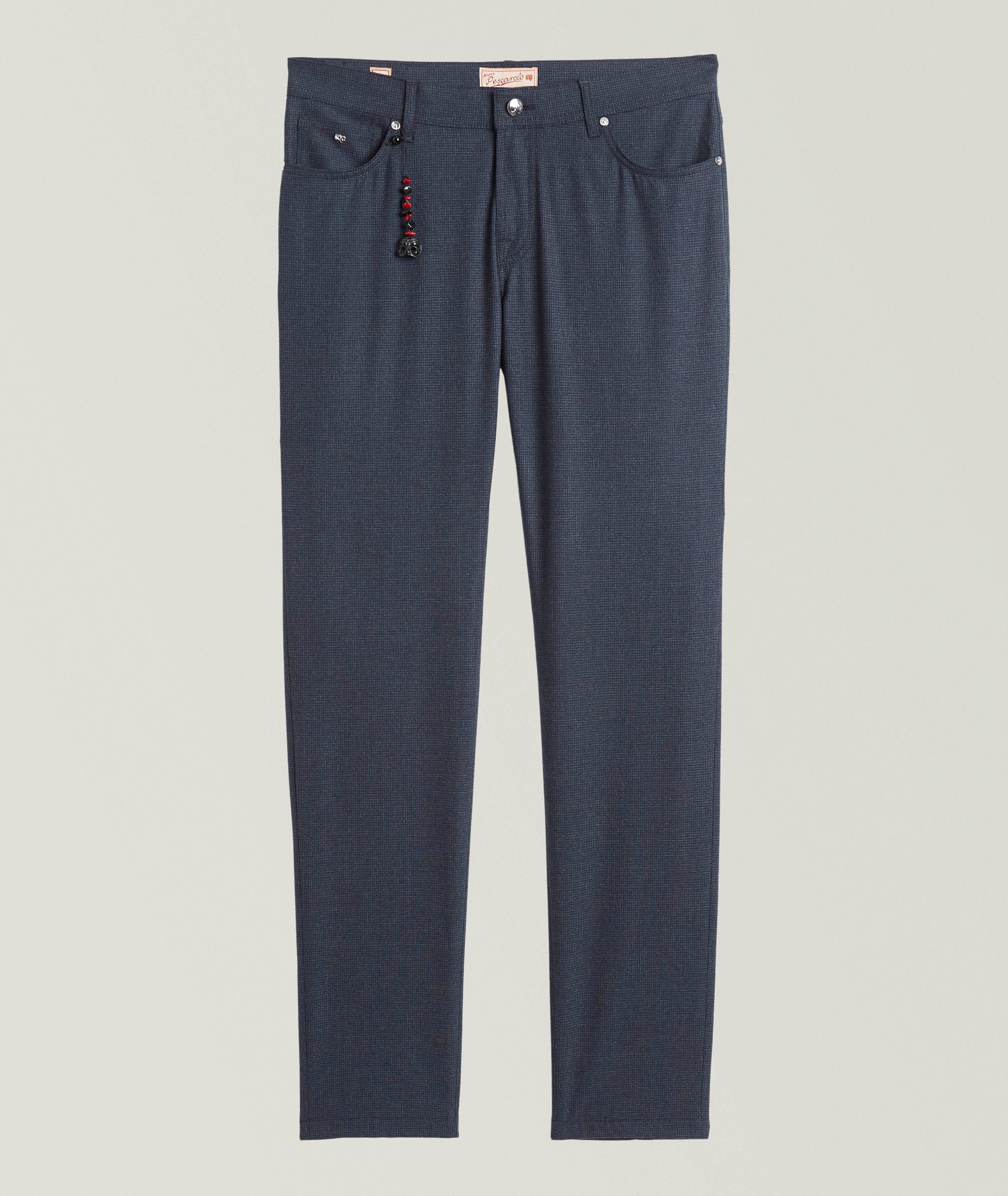 Pantalon en cachemire extensible à petit motif quadrillé image 0