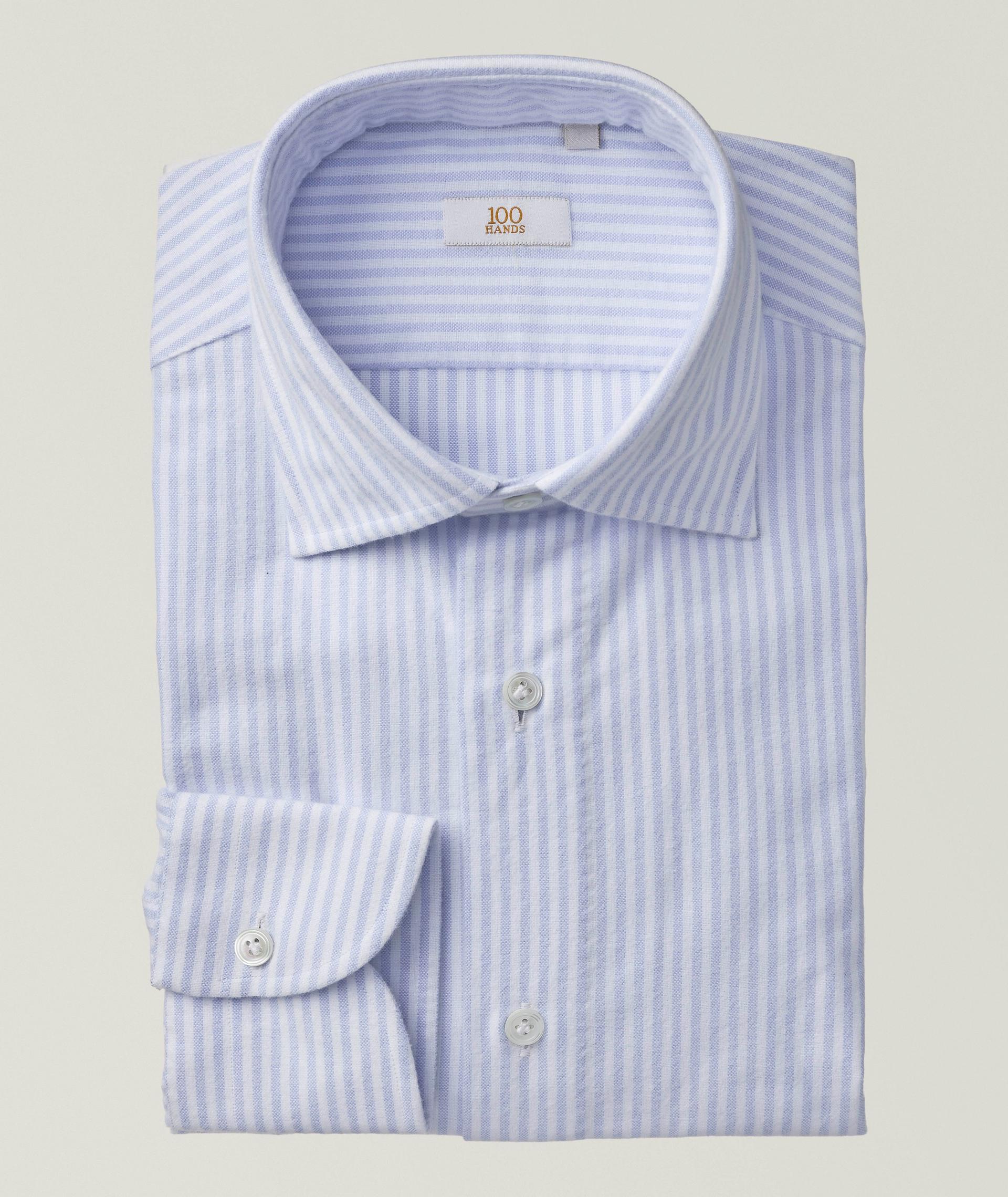 Striped Brushed Cotton Dress Shirt image 0