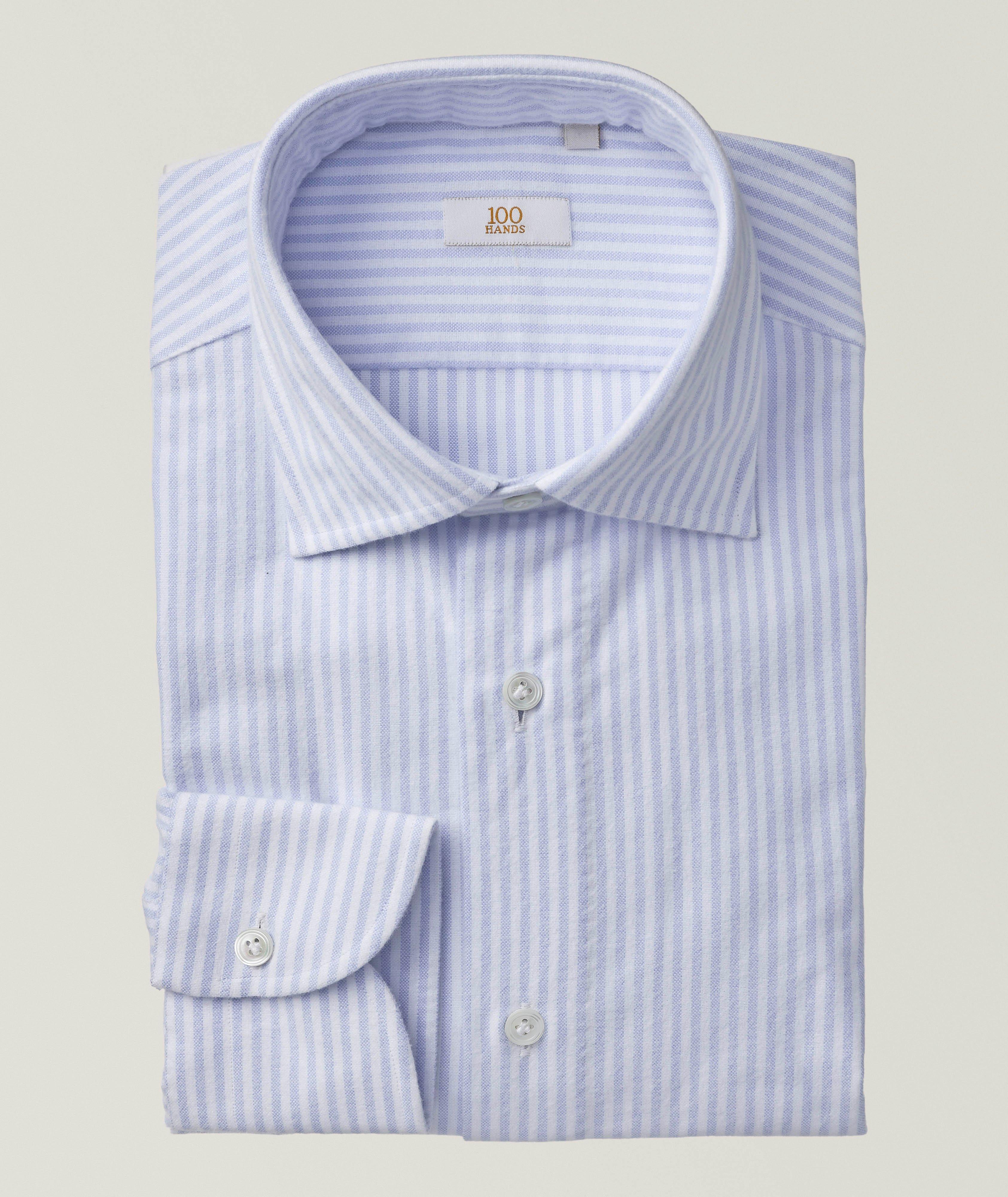 Chemise habillée en coton brossé à rayures image 0