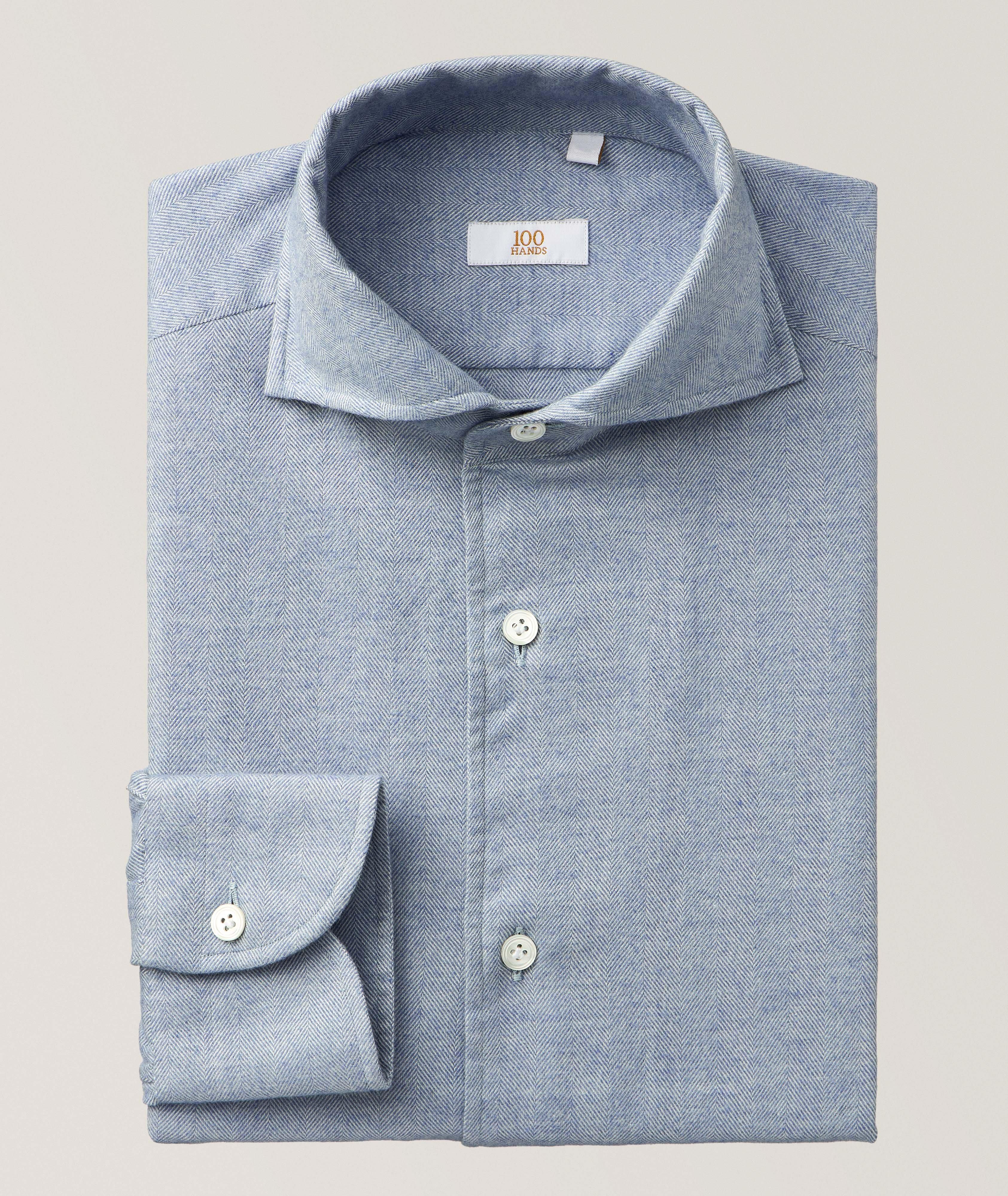 Chemise habillée en flanelle de coton à chevrons image 0