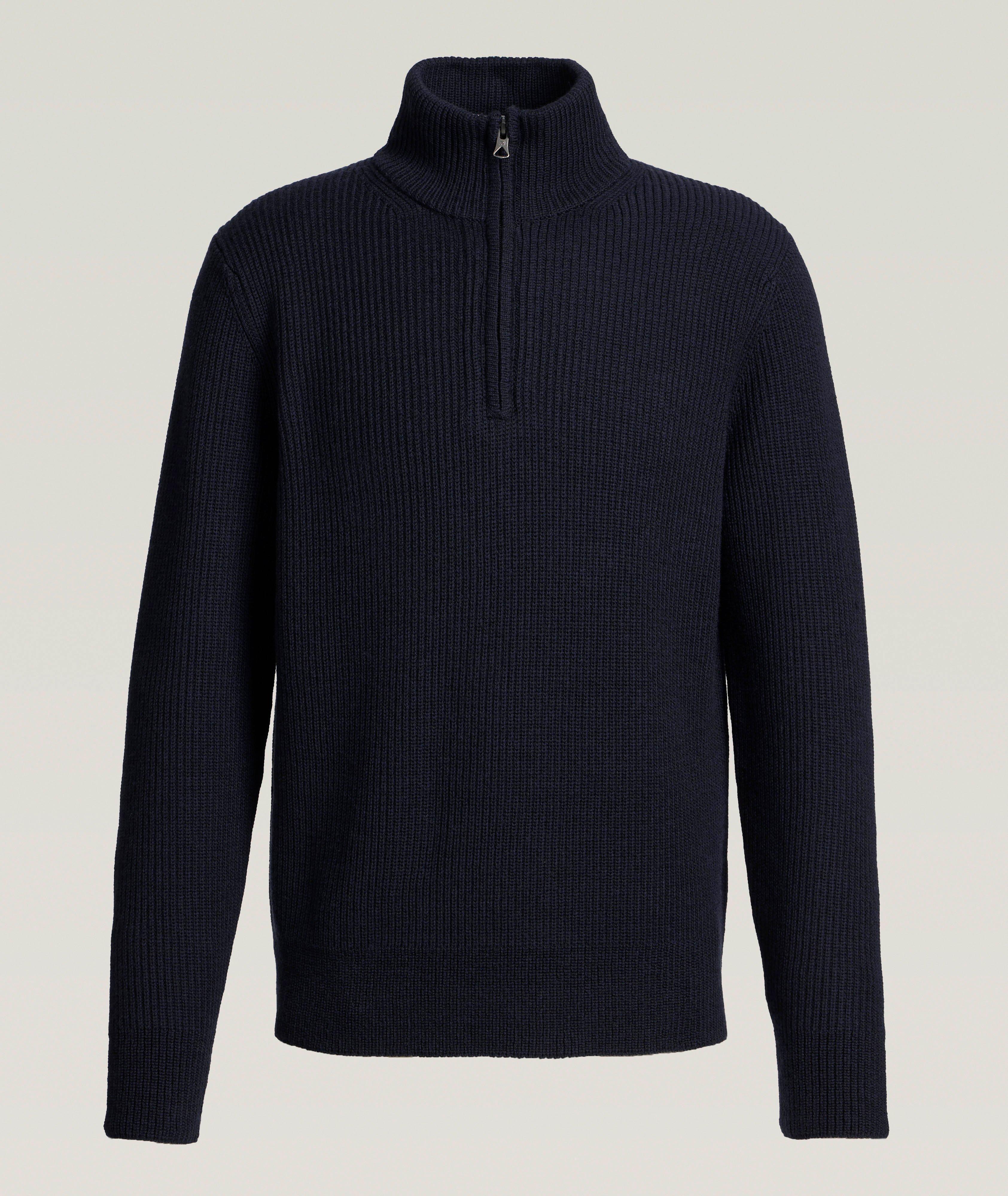 Vinnie Wool Ribbed Quarter-Zip Sweater image 0