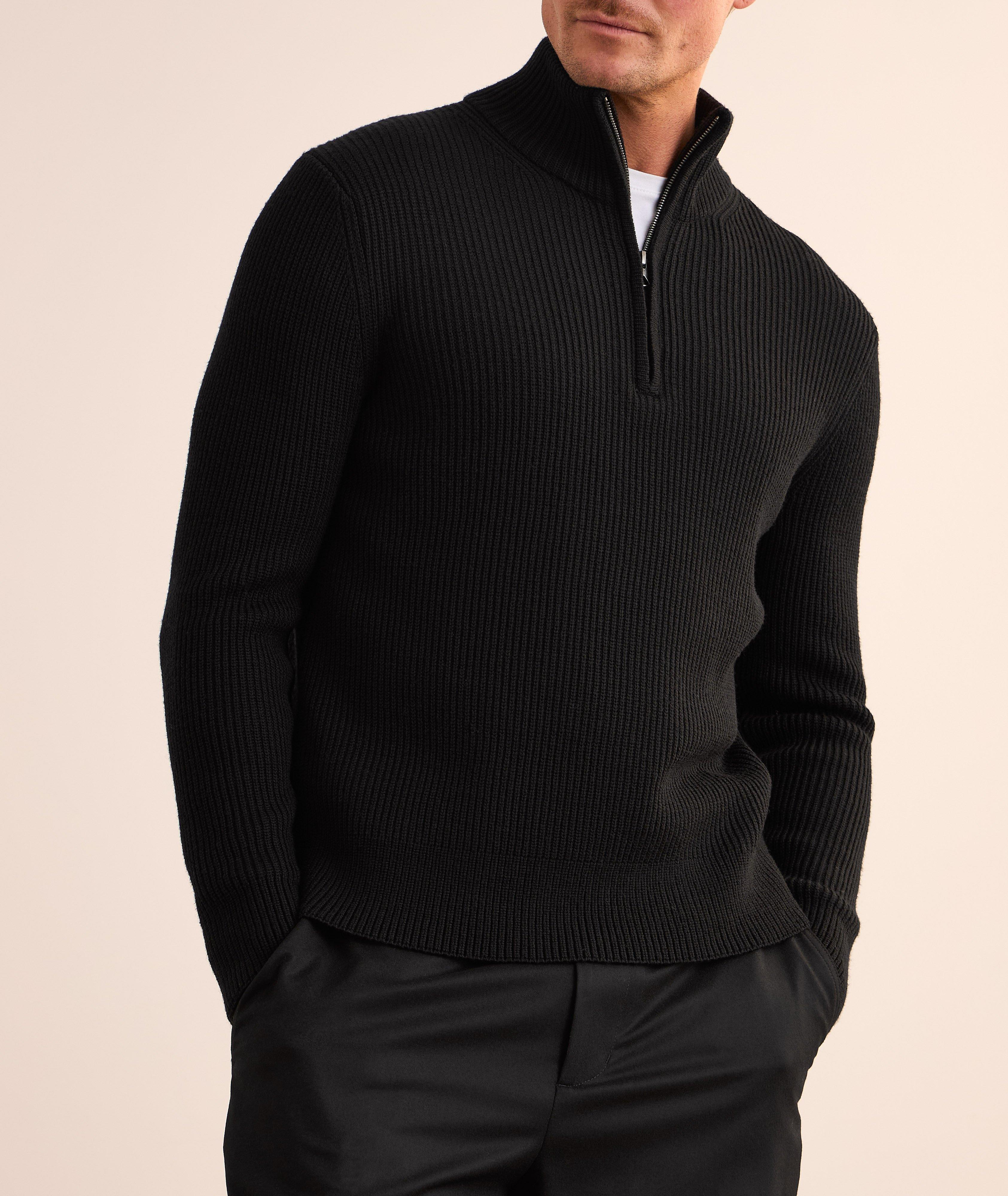 Vinnie Wool Ribbed Quarter-Zip Sweater image 1
