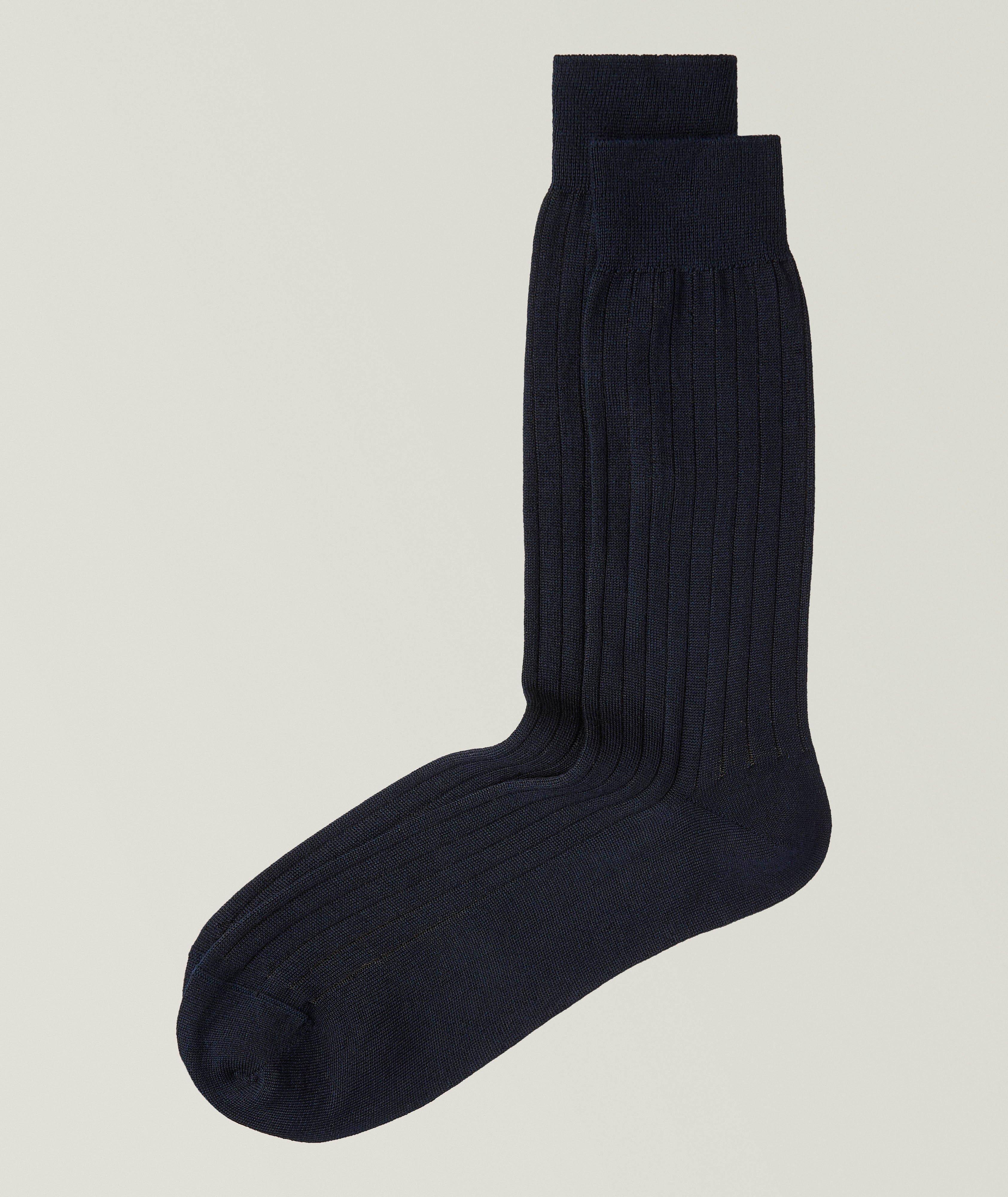 Brock Rib-Striped Wool-Cotton Socks  image 0