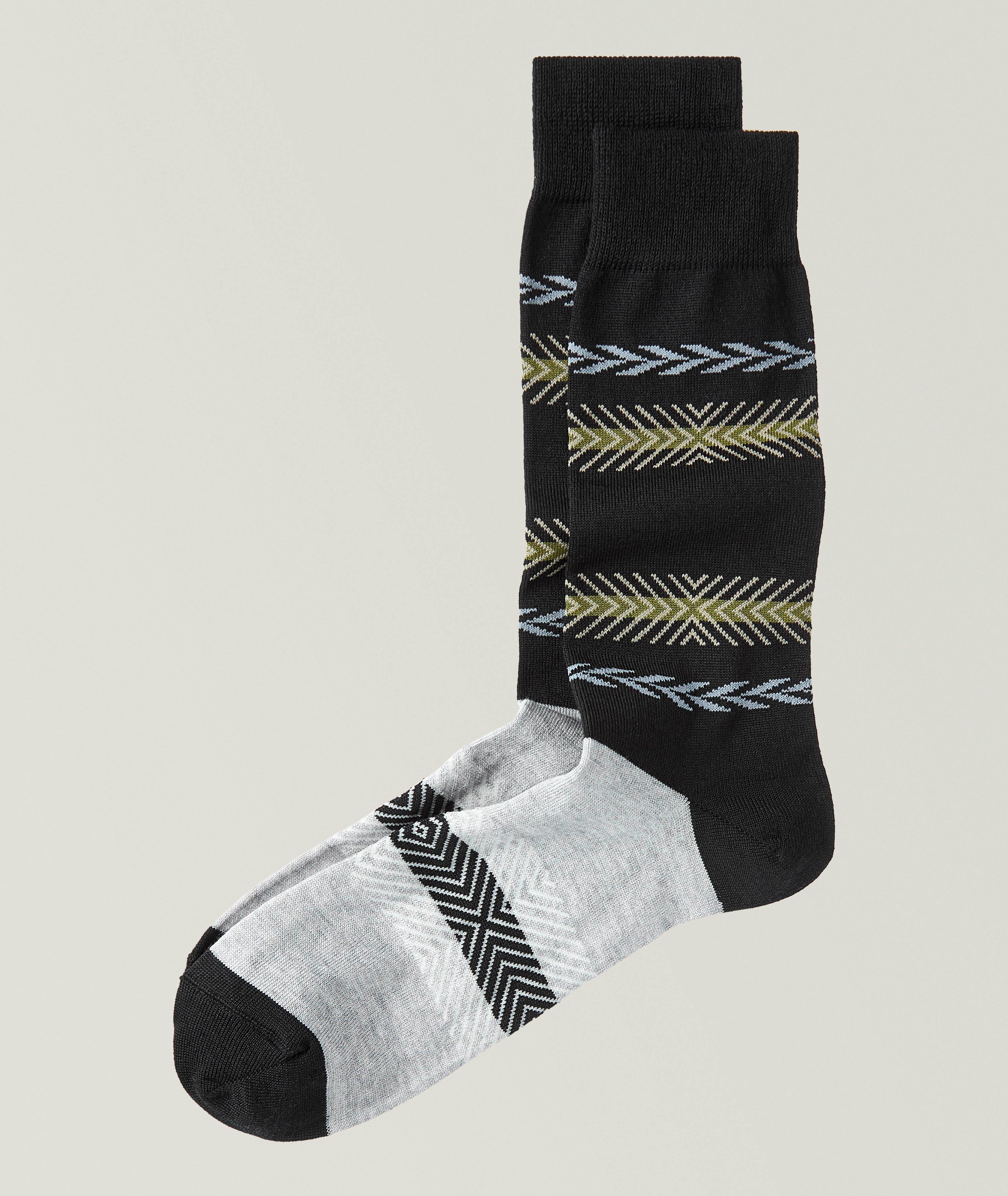 Chaussettes Connor en mélange de laine à motif Fair Isle rayé image 0