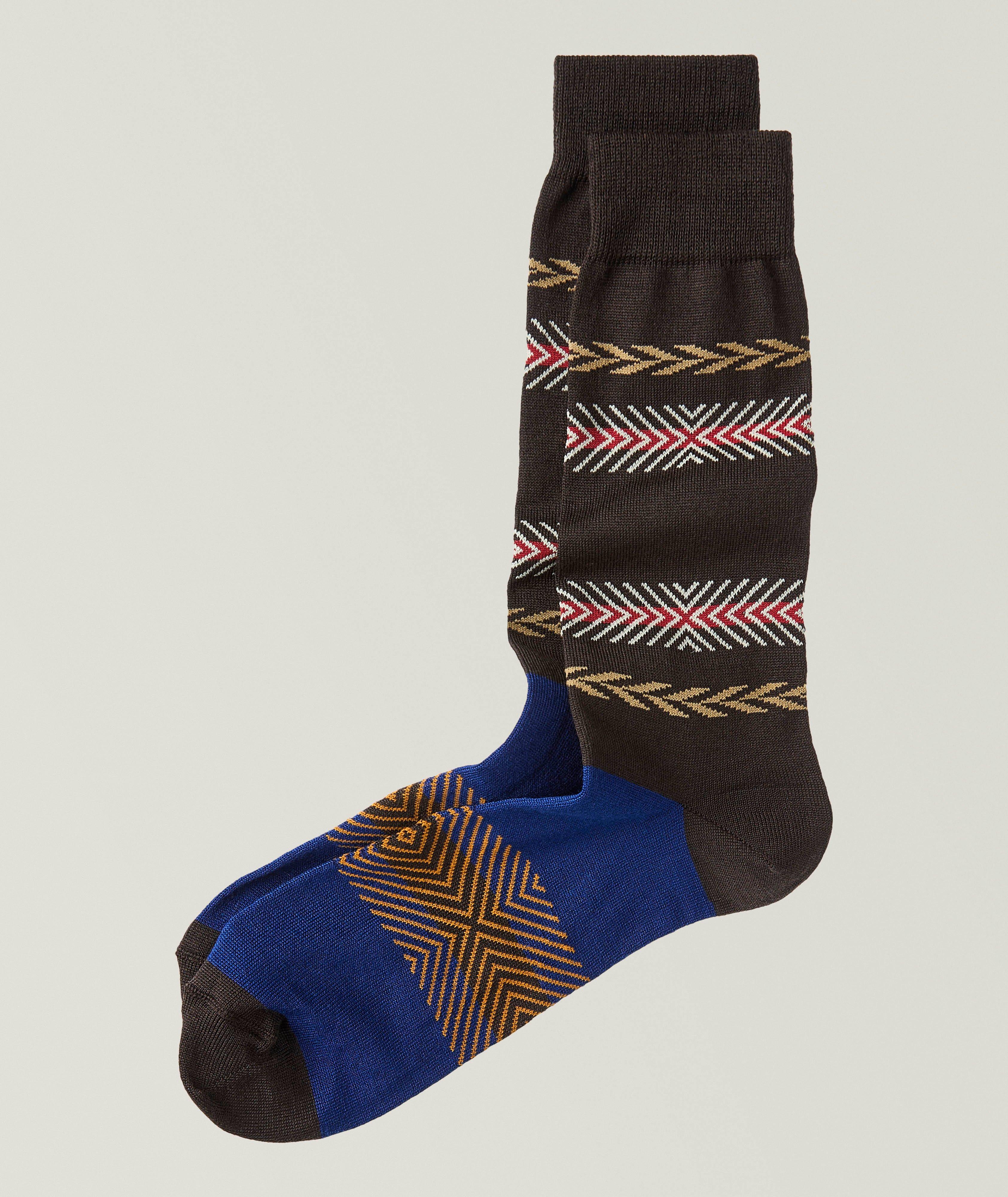 Chaussettes Connor en mélange de laine à motif Fair Isle rayé image 0