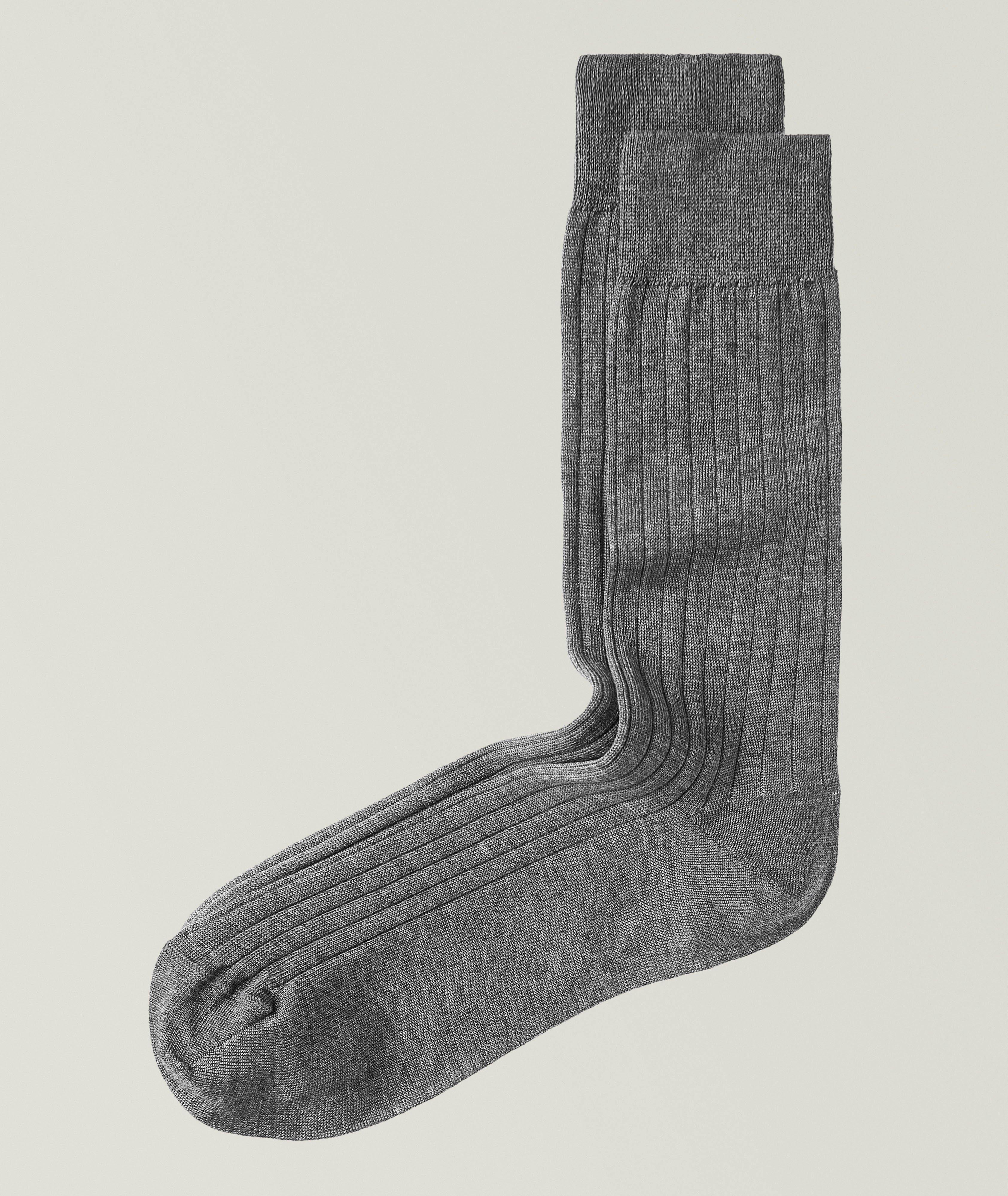 Chaussettes Brock en laine et coton à rayures côtelées image 0