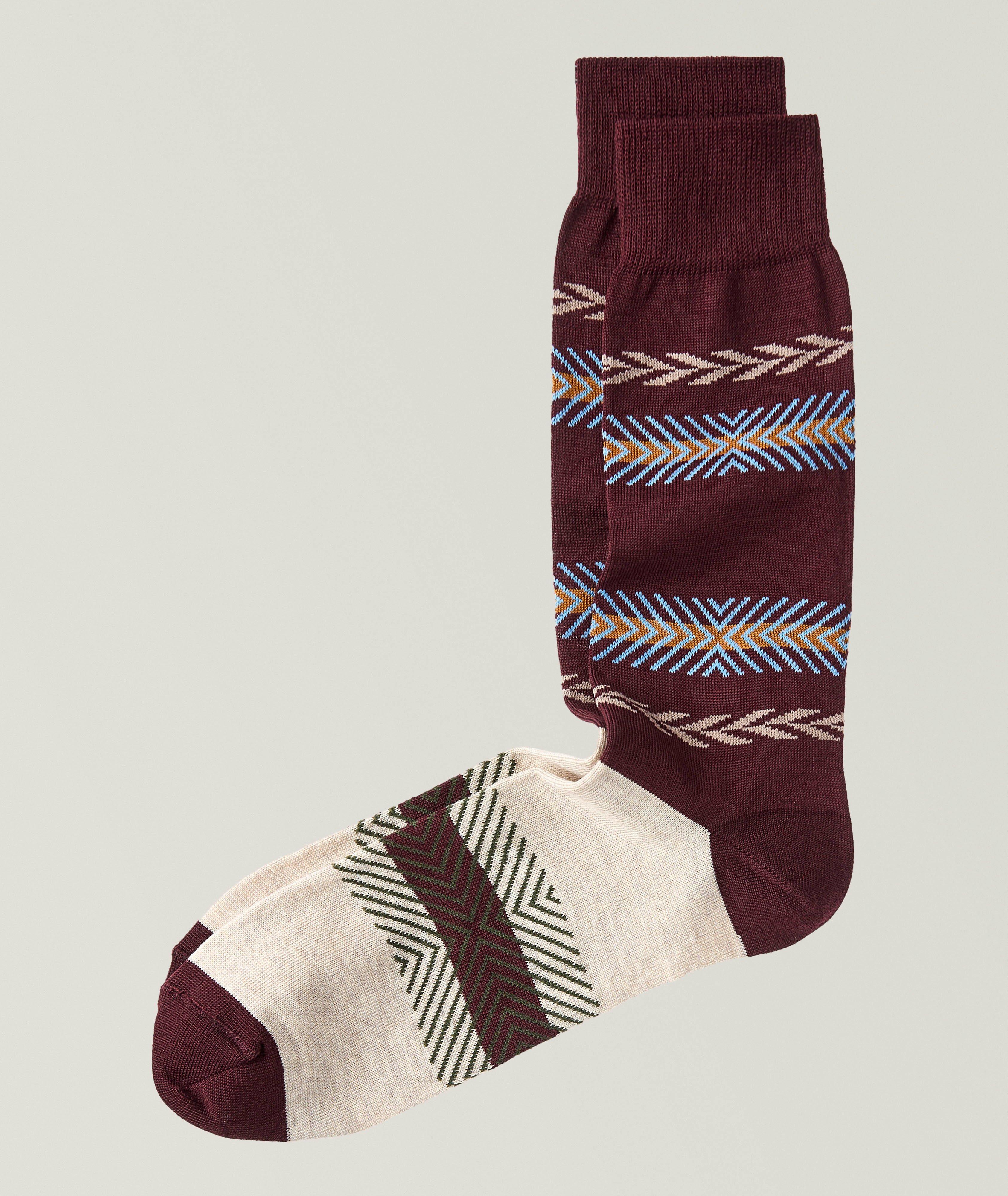 Chaussettes Connor en mélange de laine à motif Fair Isle rayé image 0