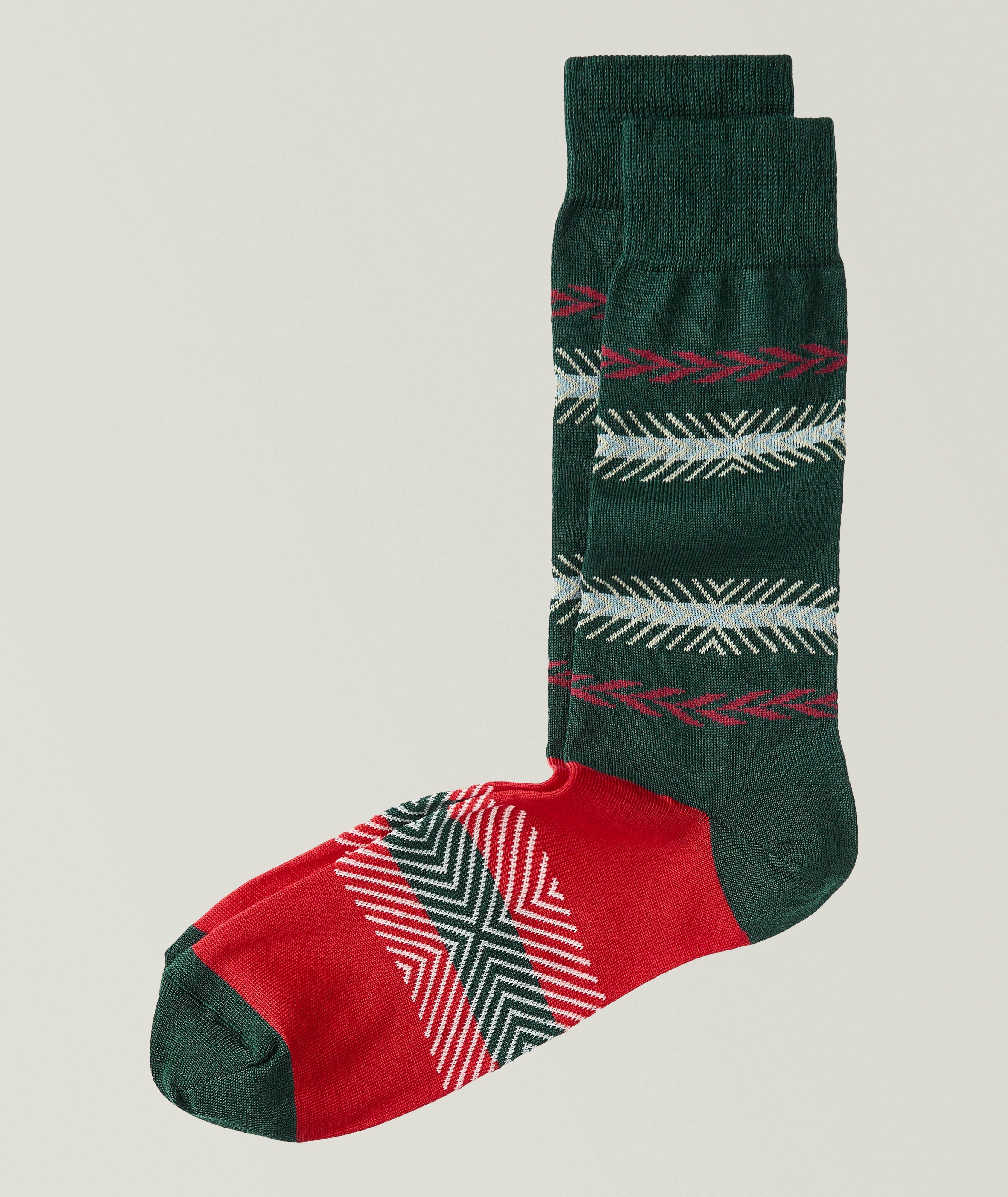Chaussettes Connor en mélange de laine à motif Fair Isle rayé image 0