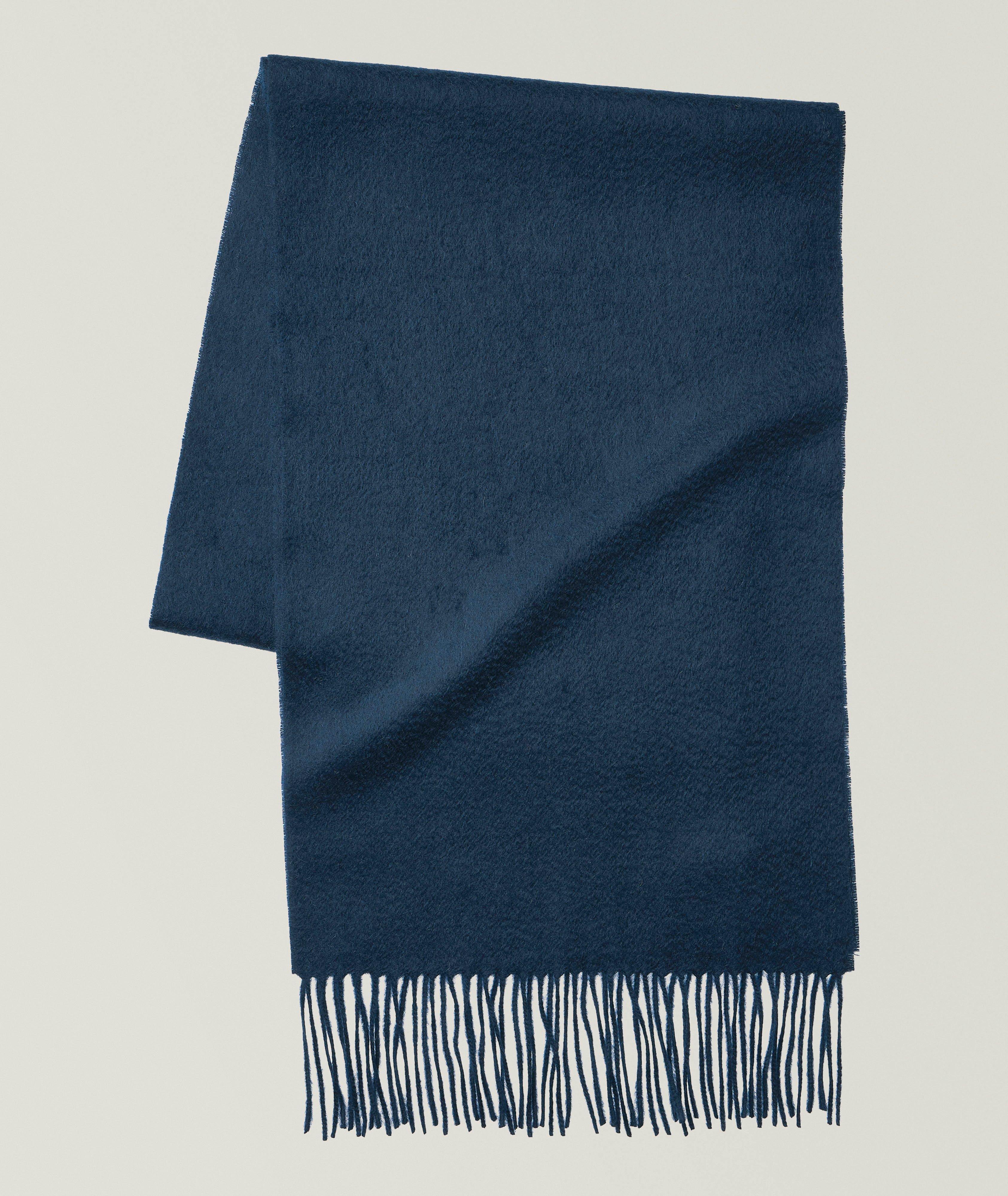 HR GRY BLU SOLID CASHMERE SCARF image 0