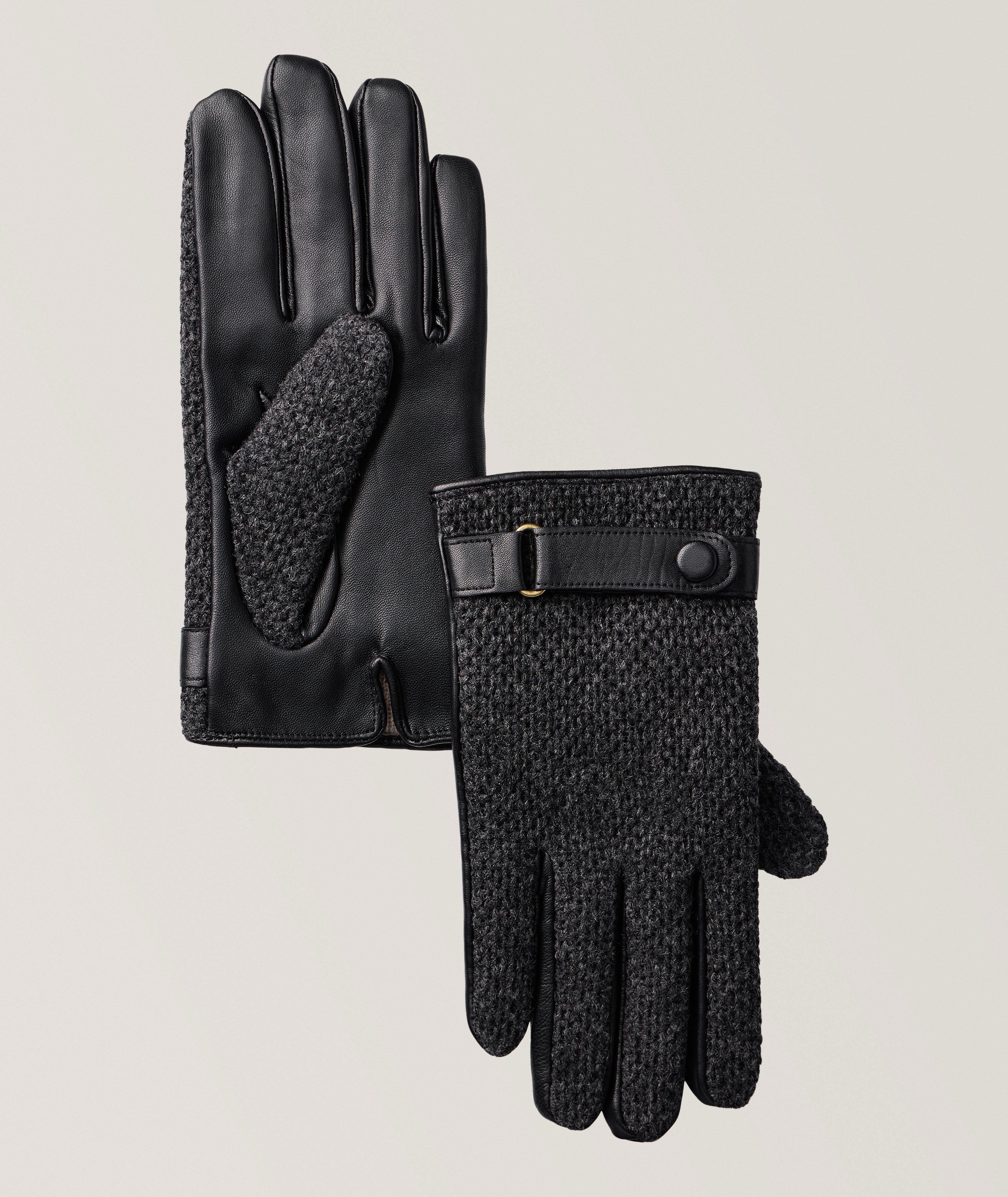 HAROLD BLK W/CHAR KNIT CASHM LTHR SNAP GLOVE image 0
