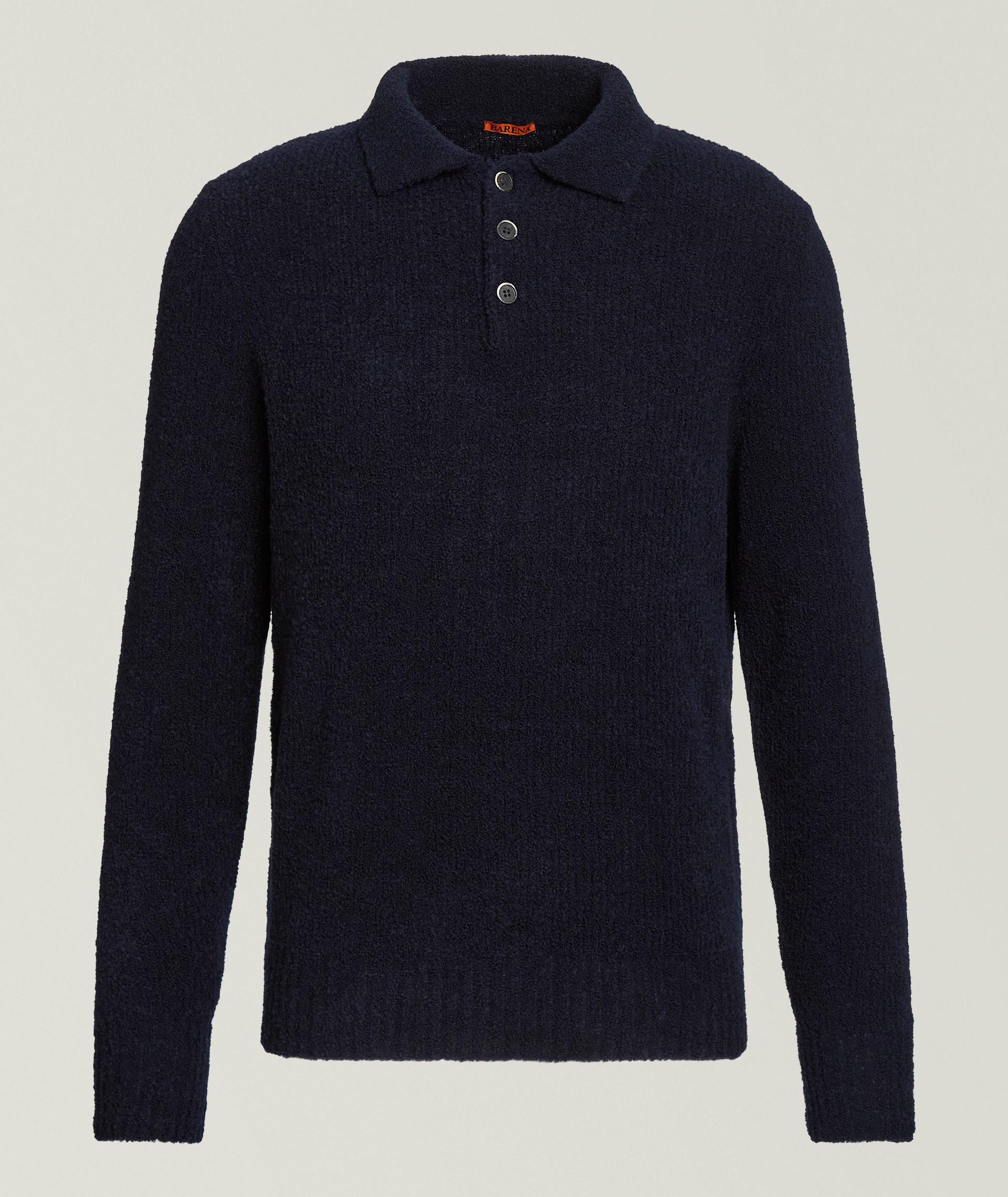 Wool-Blend Bouclé Polo Sweater image 0