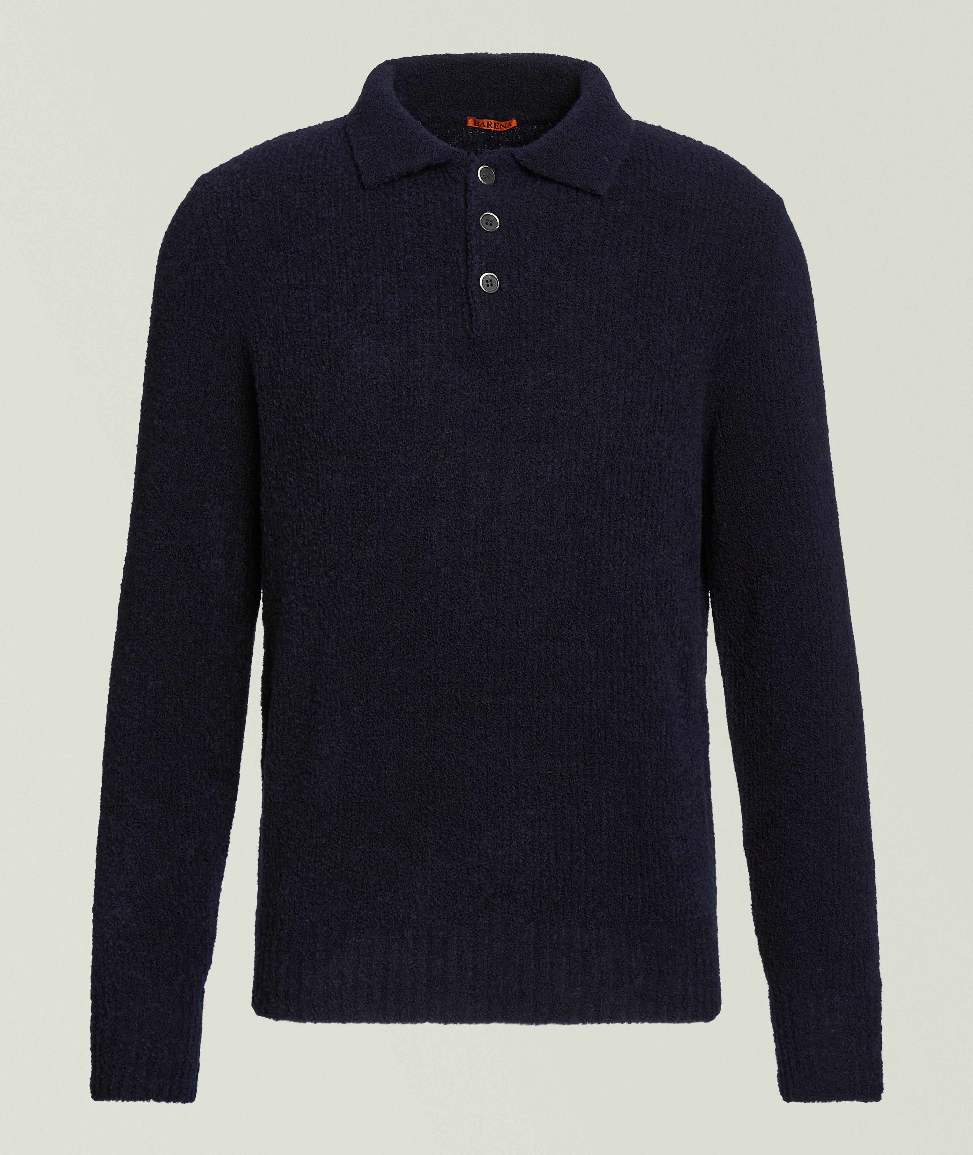 Wool-Blend Bouclé Polo Sweater image 0