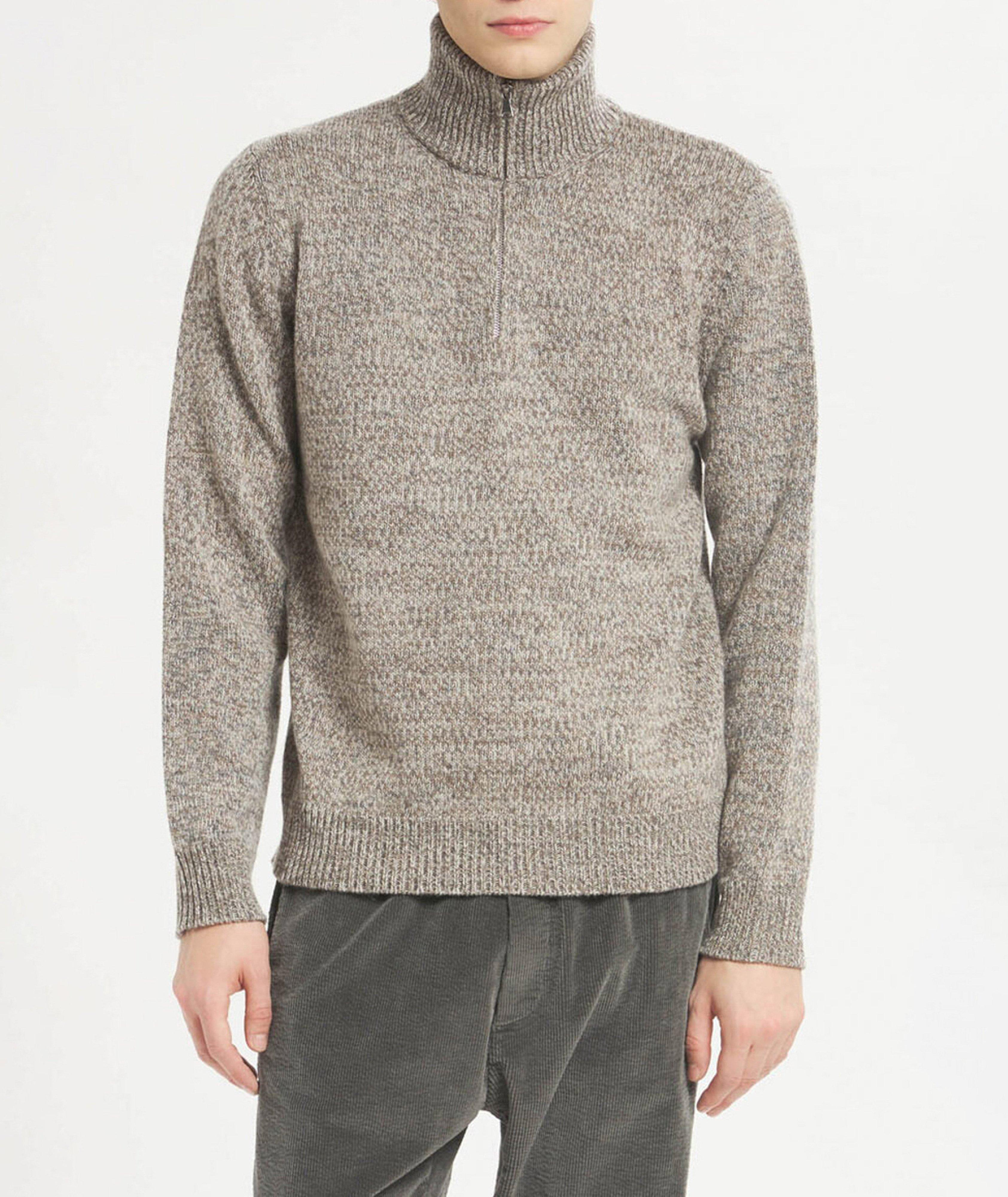 Pull en laine mélangée à quart de zip image 1