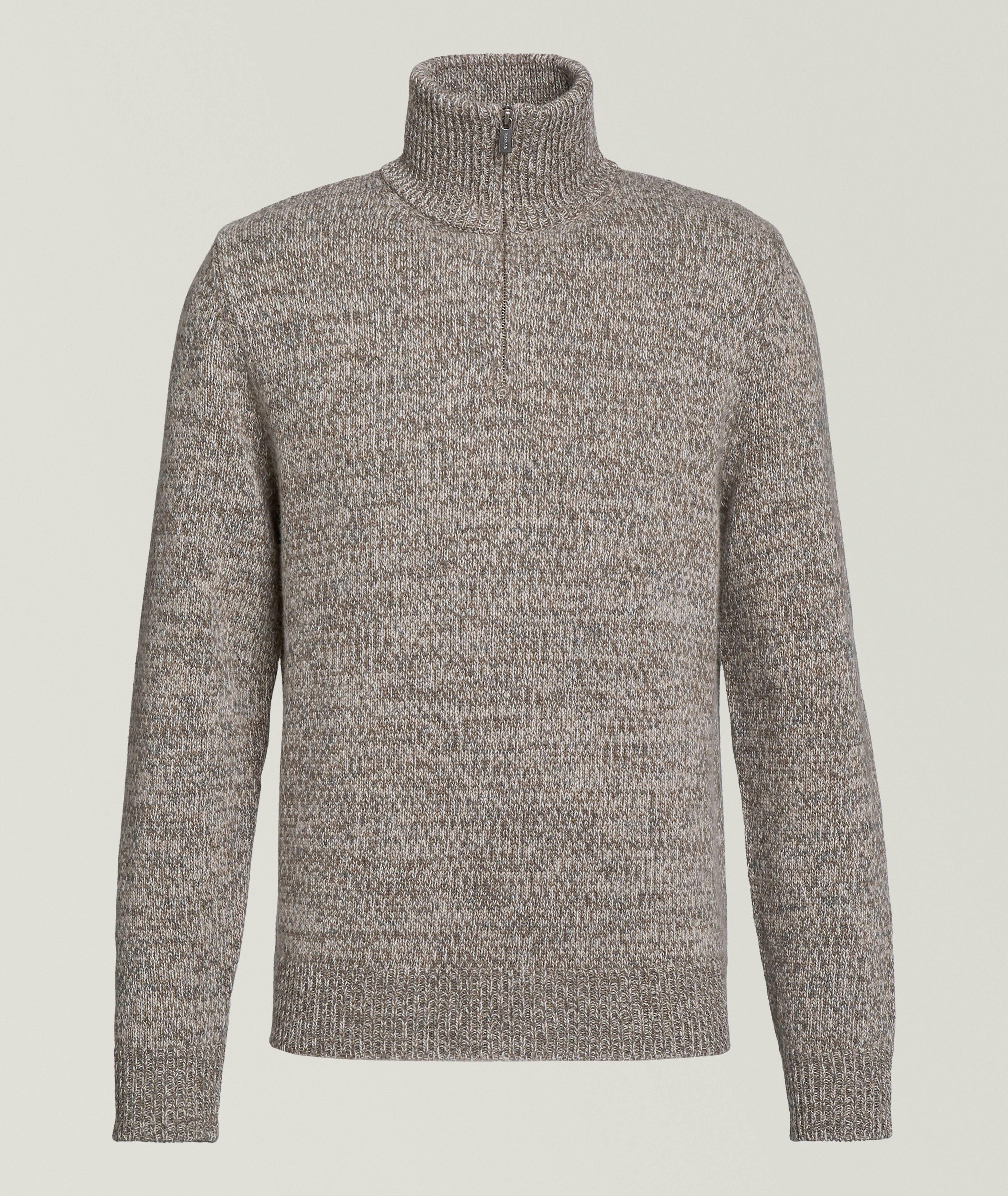 Pull en laine mélangée à quart de zip image 0