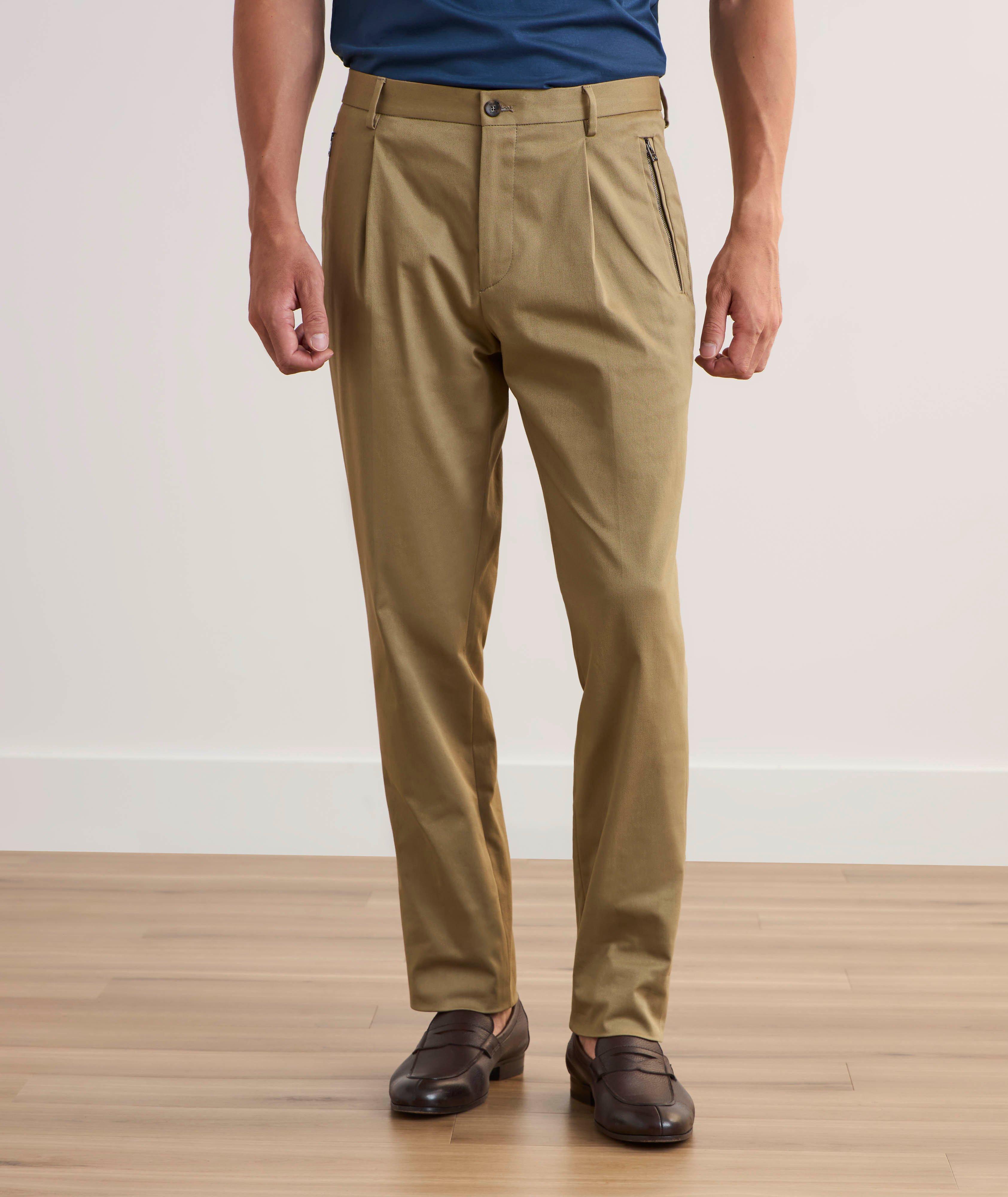 Pantalon en coton extensible avec poches à glissière image 2