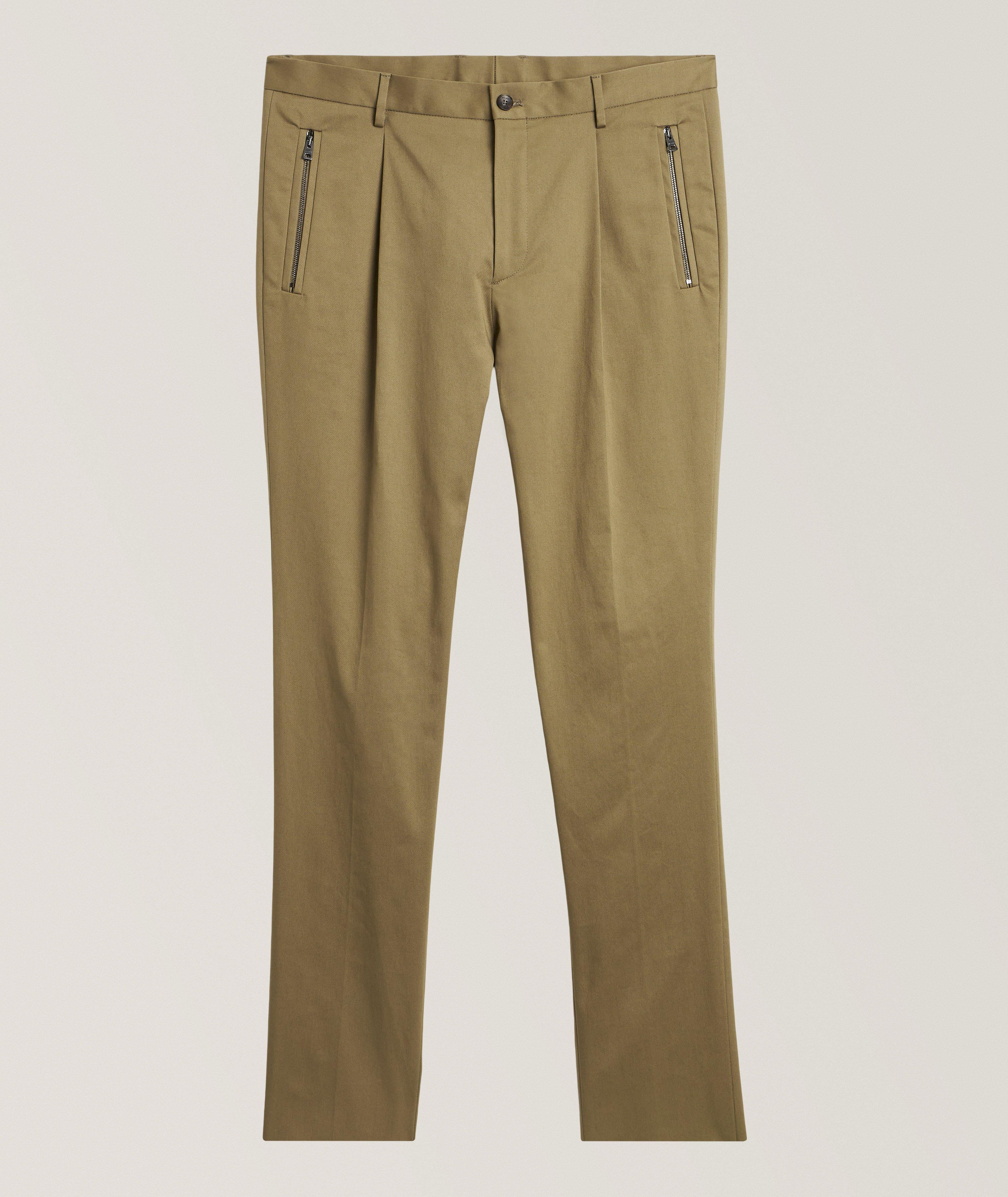 Pantalon en coton extensible avec poches à glissière image 0