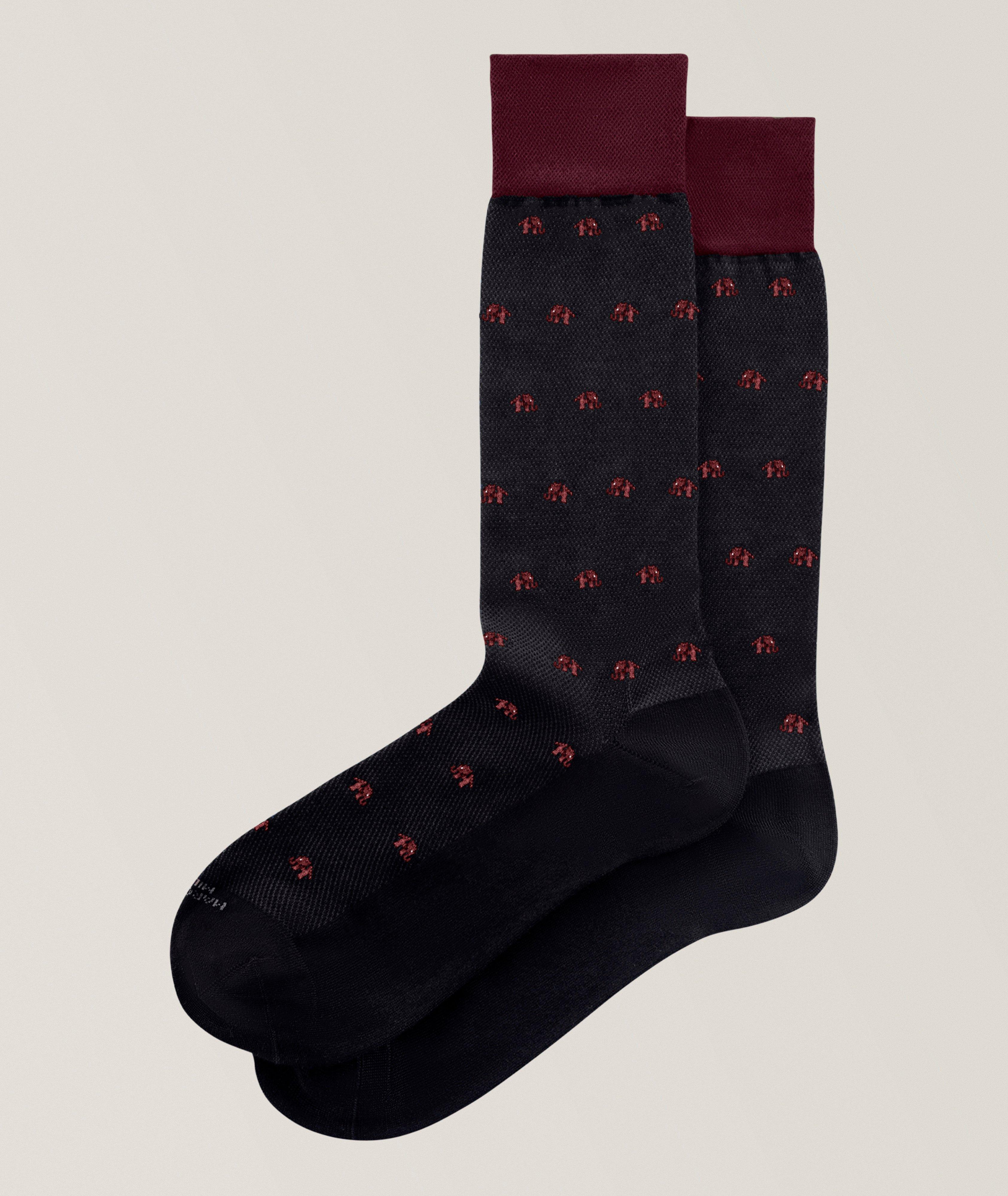 Chaussettes habillées à motif petits éléphants en mousse de modal image 0