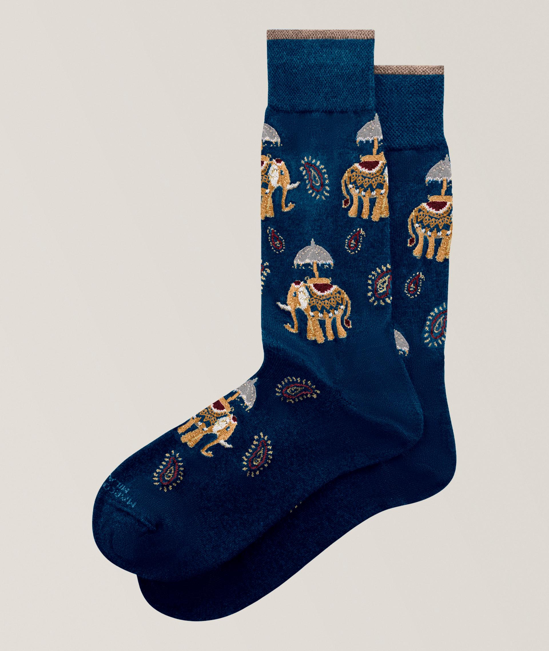 Chaussettes habillées à motif éléphant en mousse de modal image 0