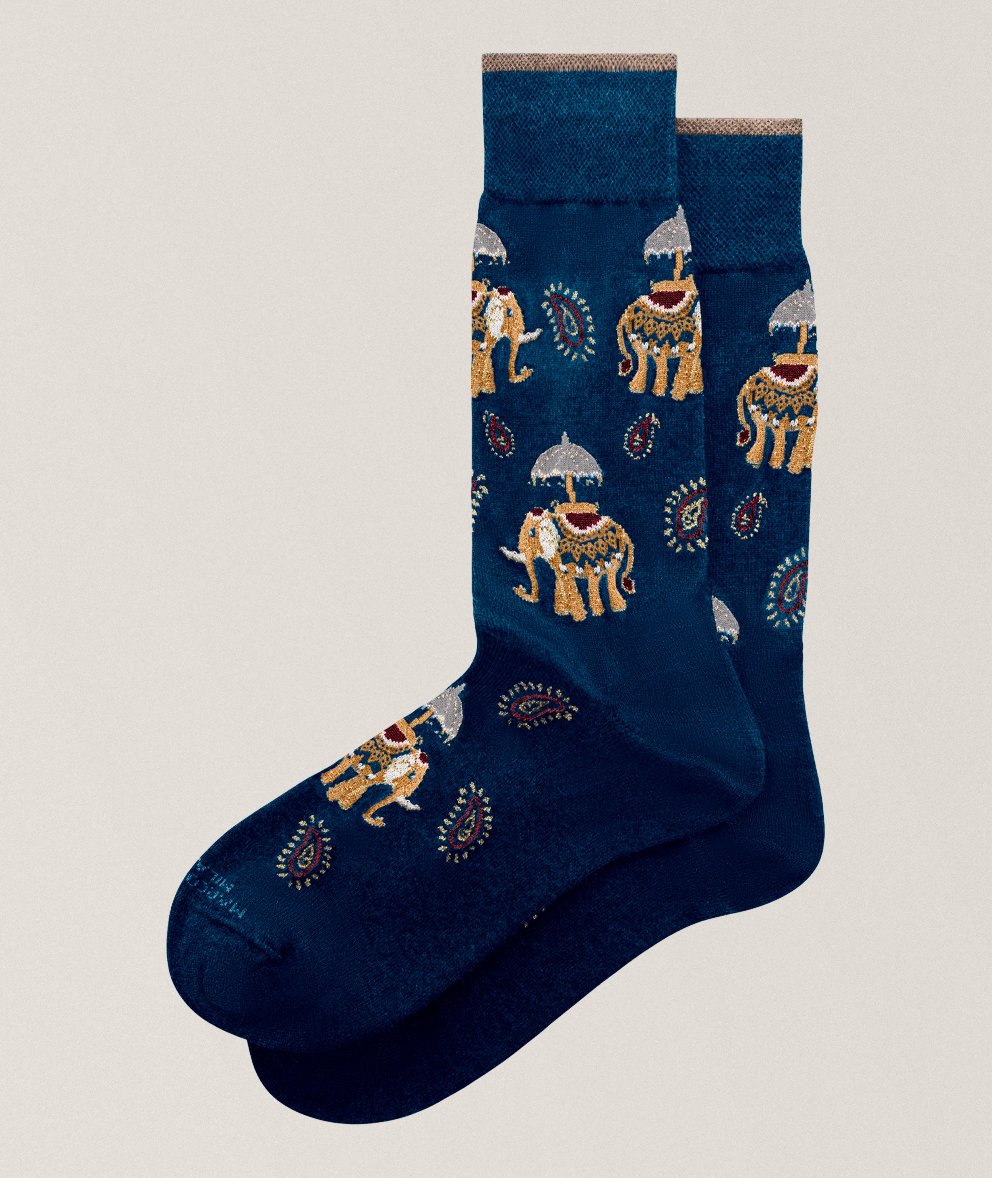 Chaussettes habillées à motif éléphant en mousse de modal image 0