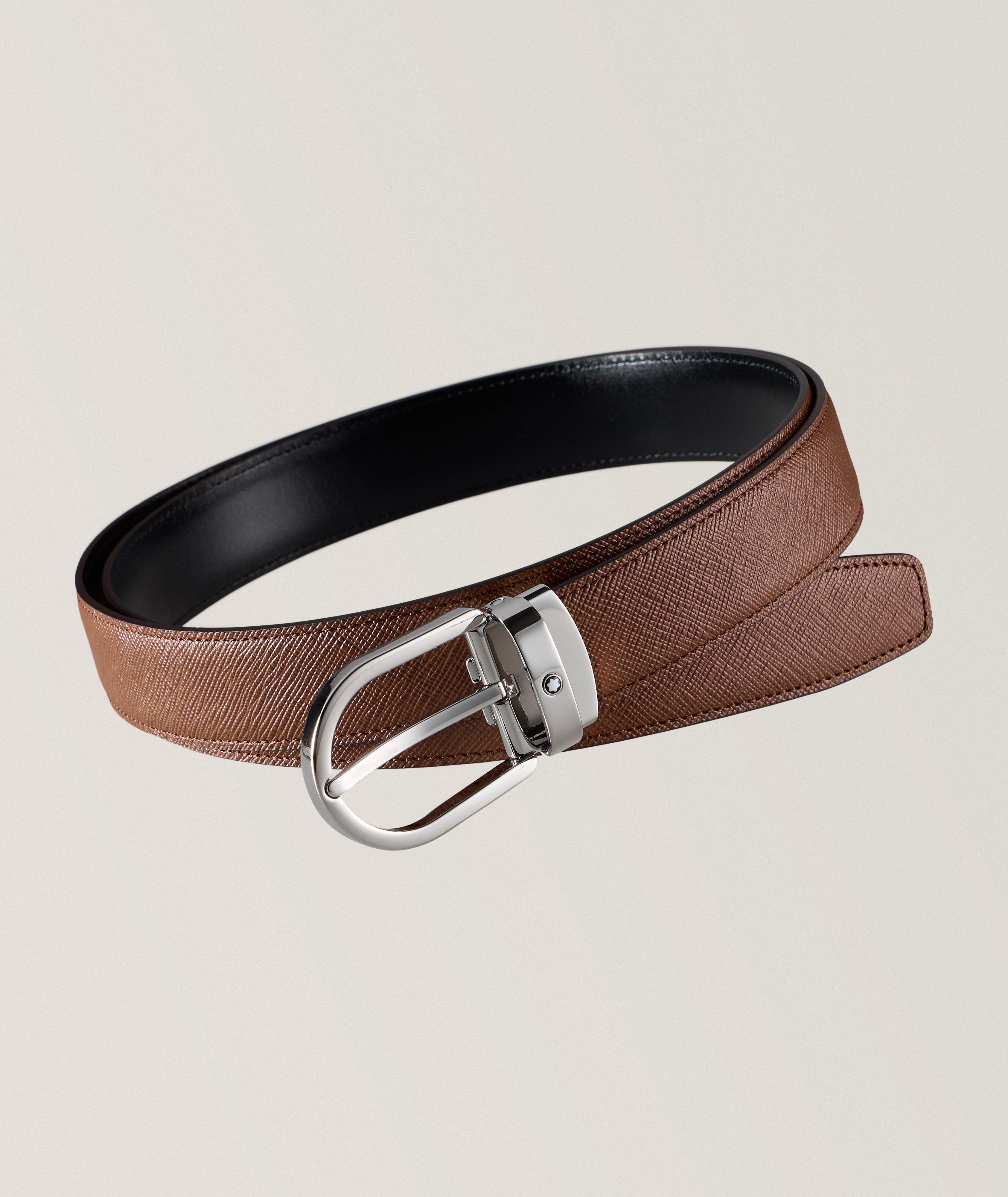 Reversible Horseshoe Buckle Leather Belt  image 0