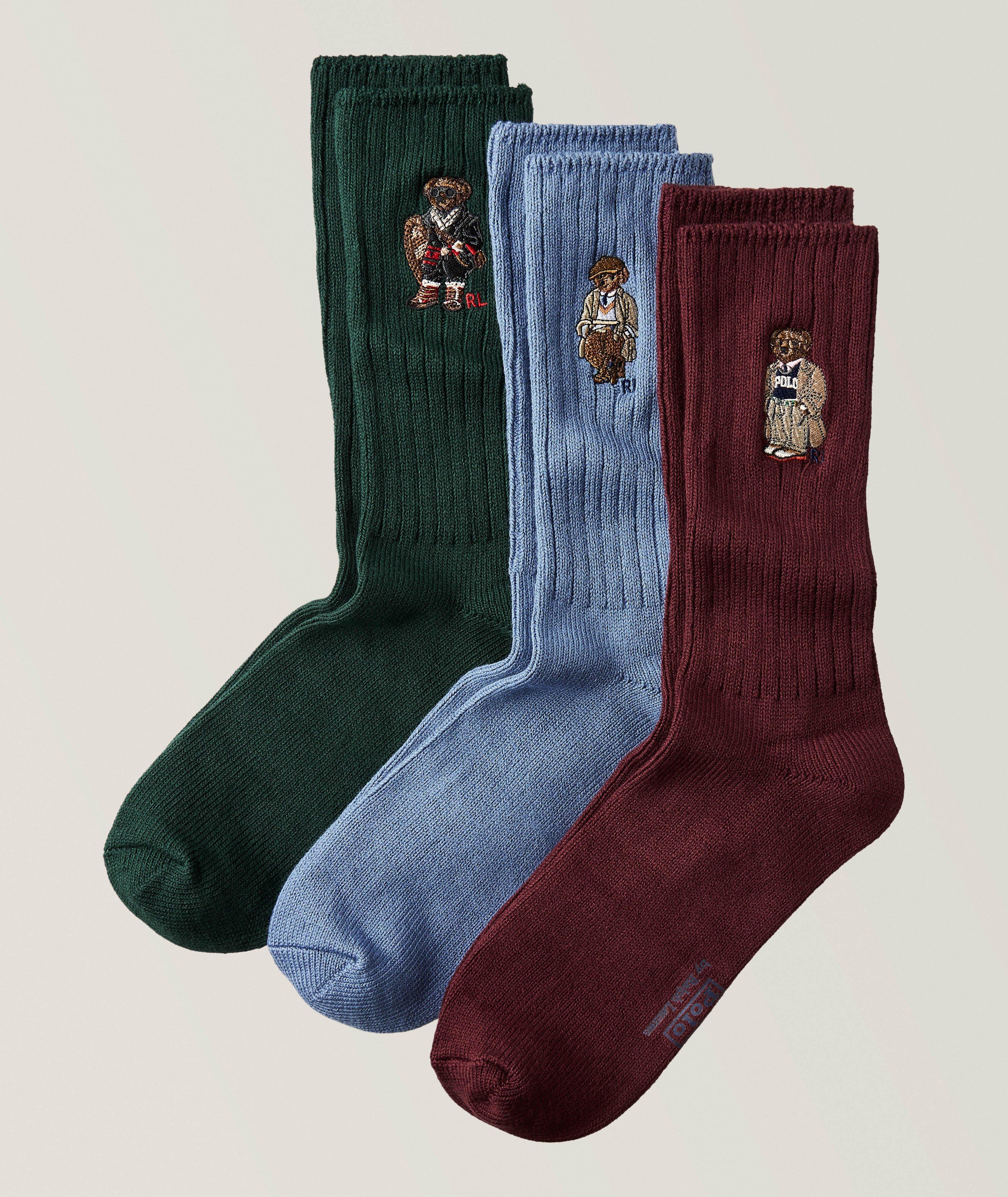 Three-Pack Seasonal Embroidered Polo Bear Socks   image 0