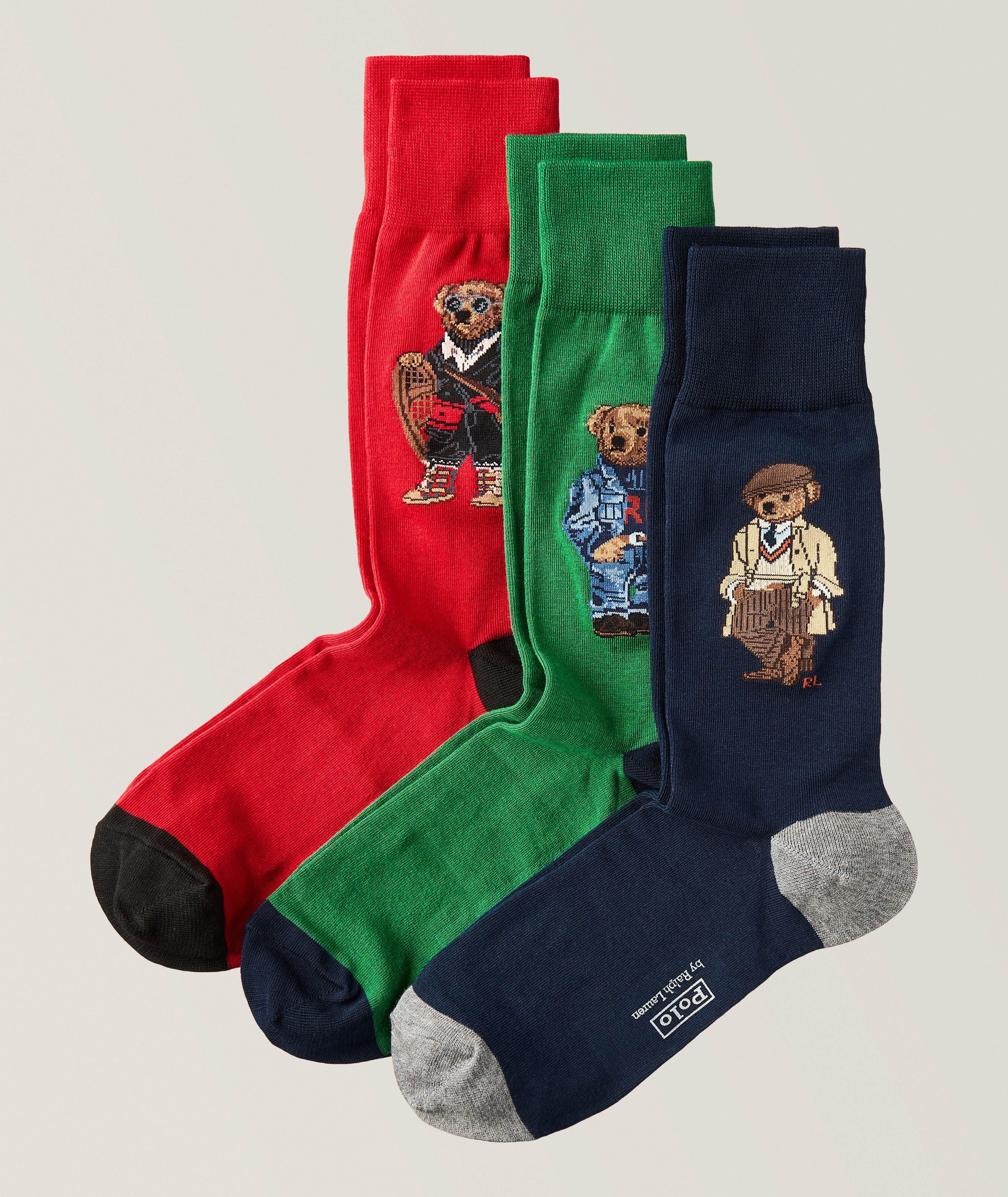 Three-Pack Seasonal Polo Bear Knit Socks   image 0