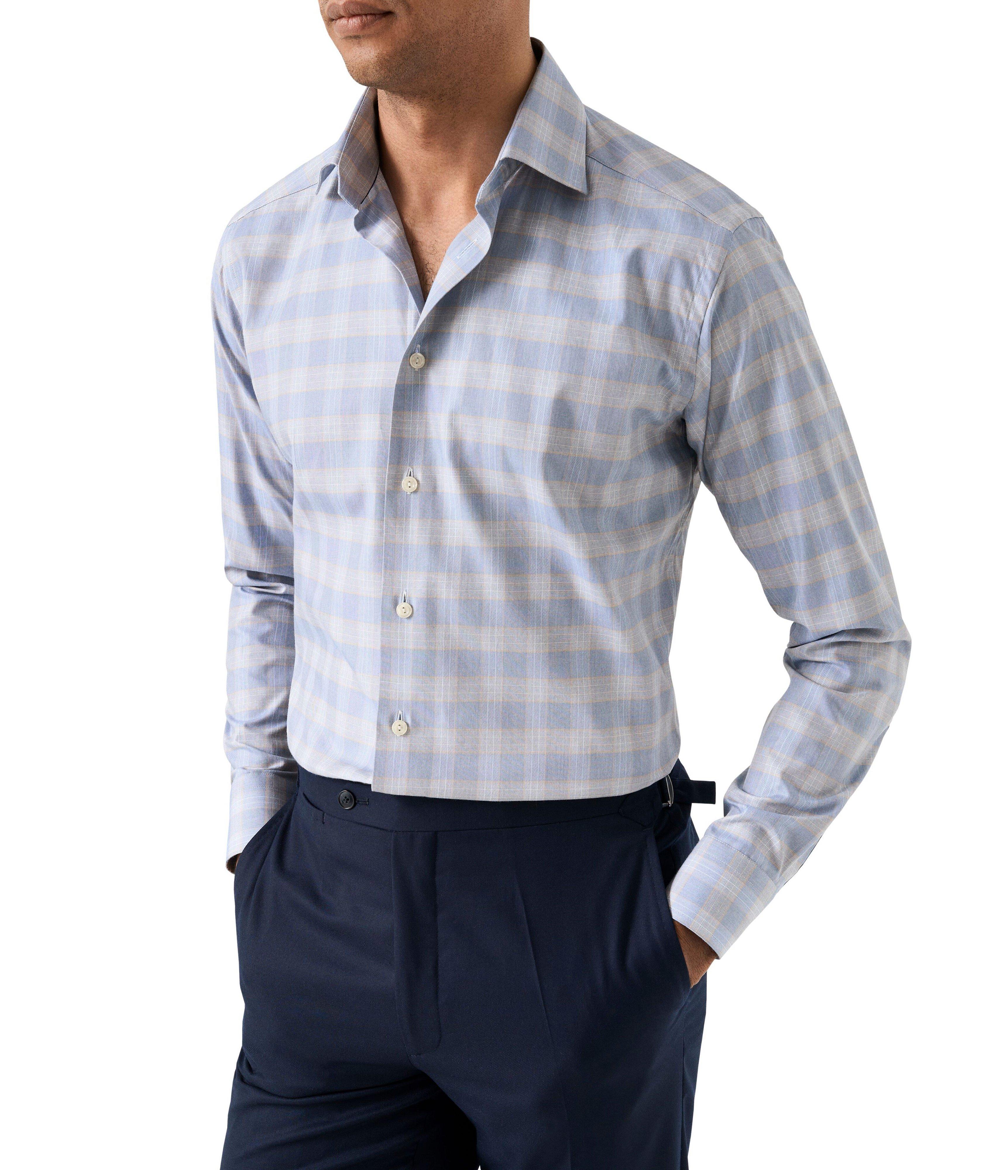 Chemise habillée en sergé à carreaux coupe contemporaine image 2